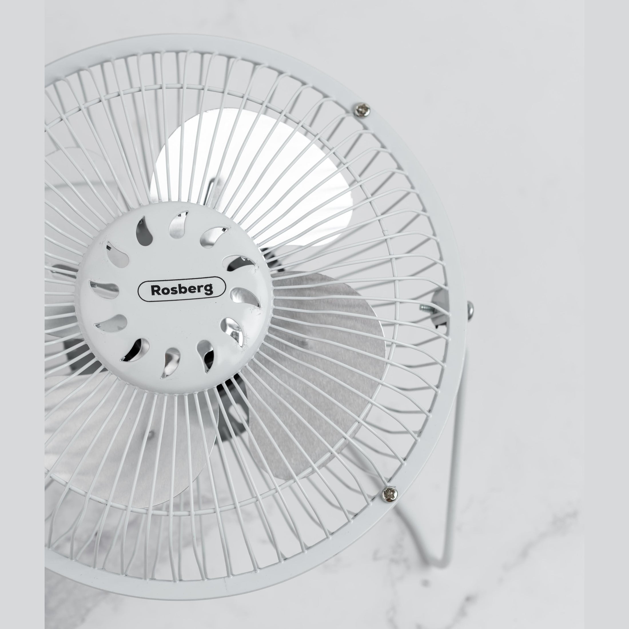 Ventilator USB Rosberg 2.5W, alb, 19 cm, pentru birou