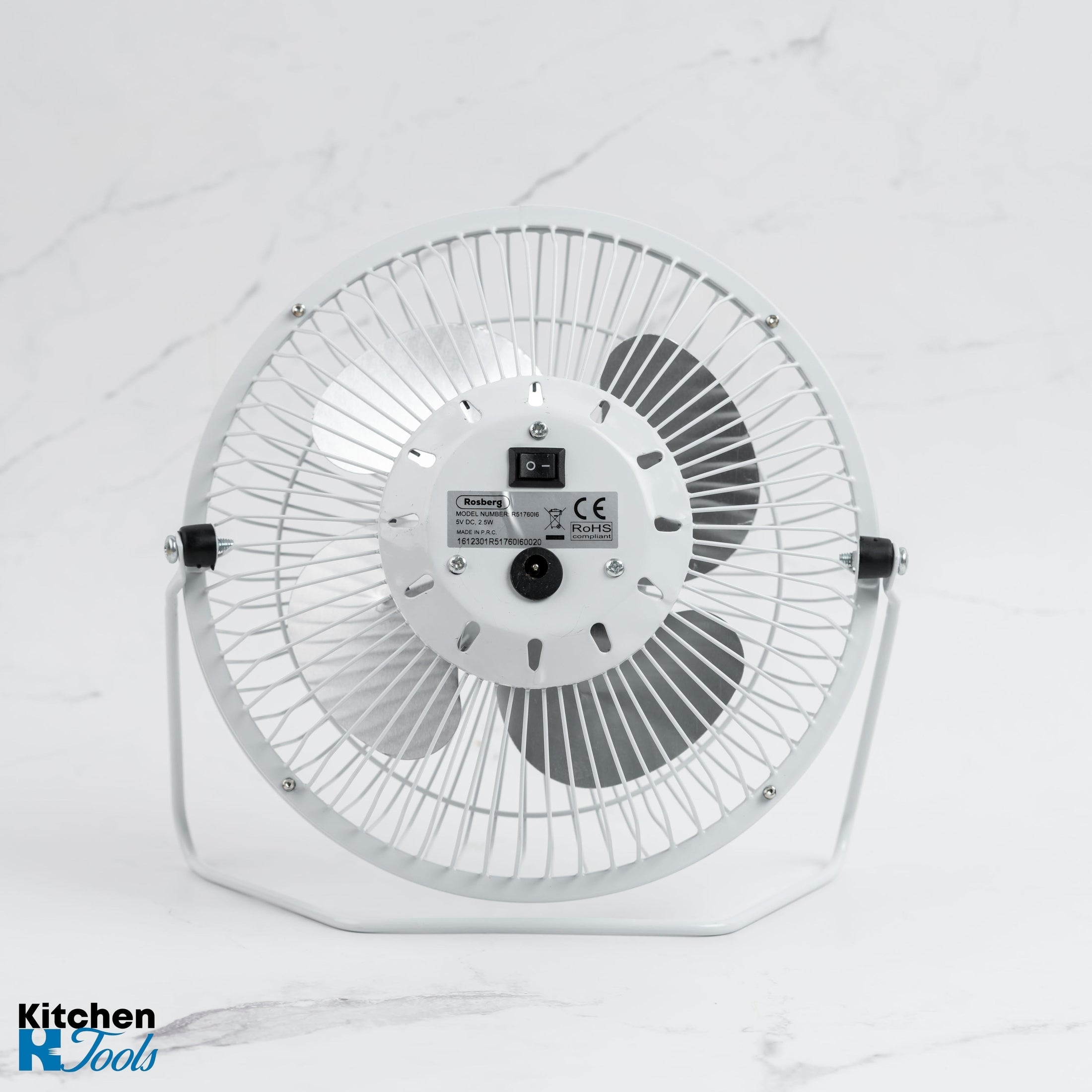 Ventilator USB Rosberg 2.5W, alb, 19 cm, pentru birou