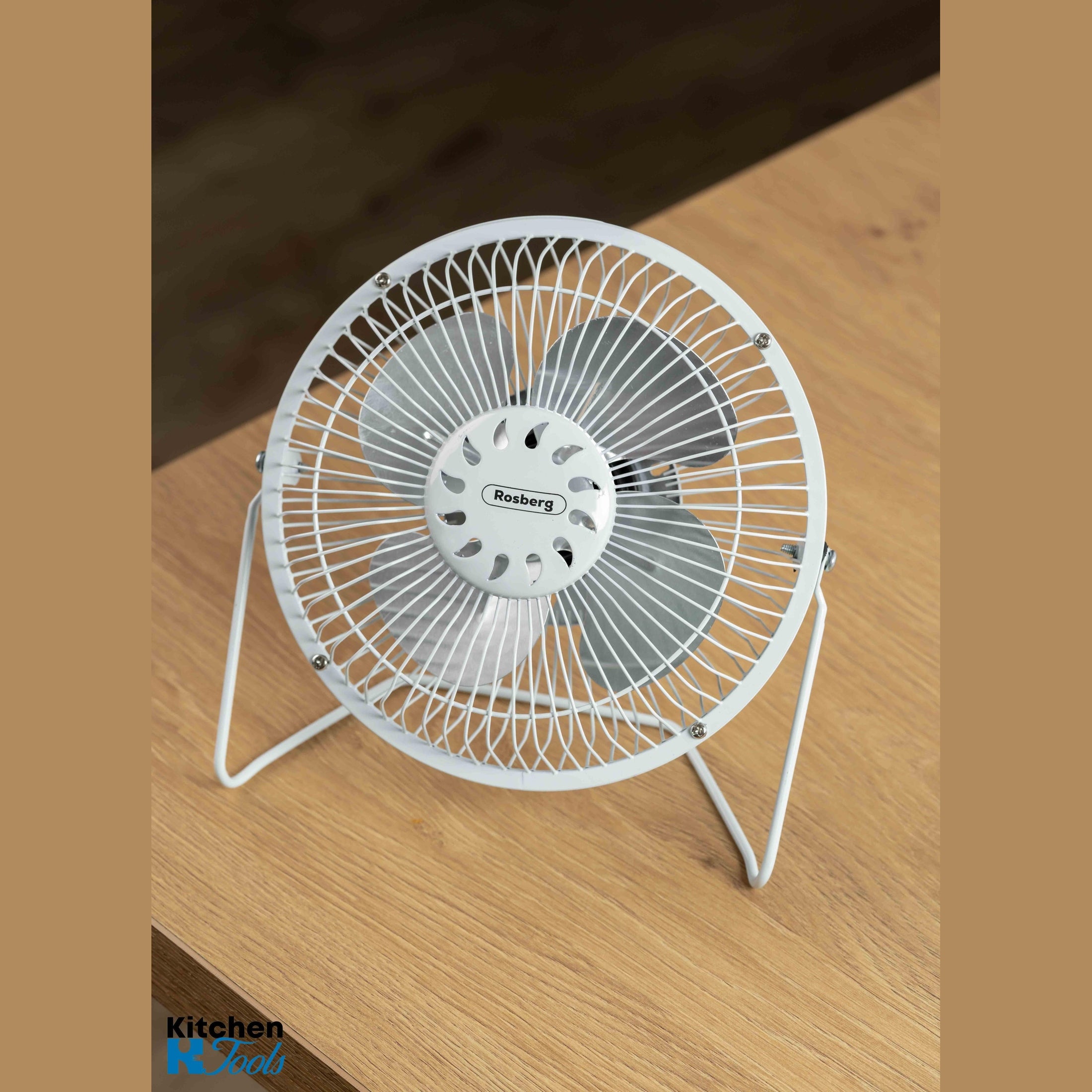Ventilator USB Rosberg 2.5W, alb, 19 cm, pentru birou