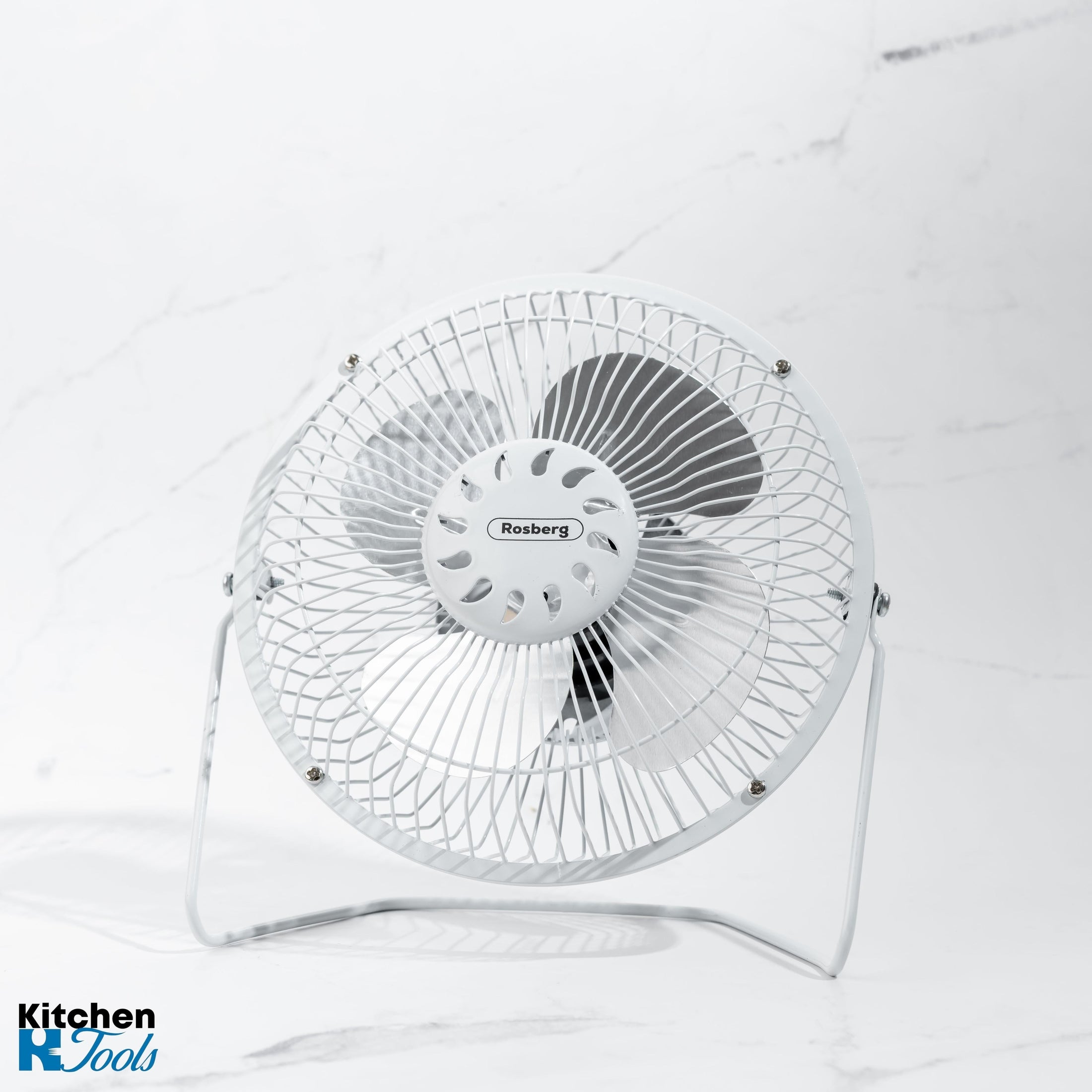 Ventilator USB Rosberg 2.5W, alb, 19 cm, pentru birou