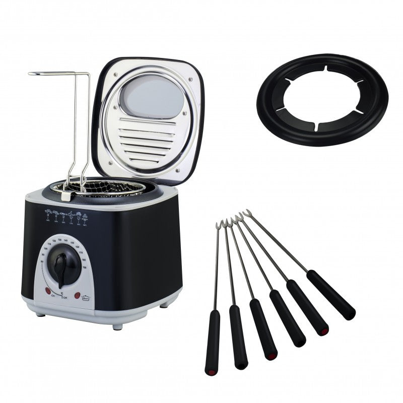 Friteuza și aparat de fondue Rosberg, 950W, Negru