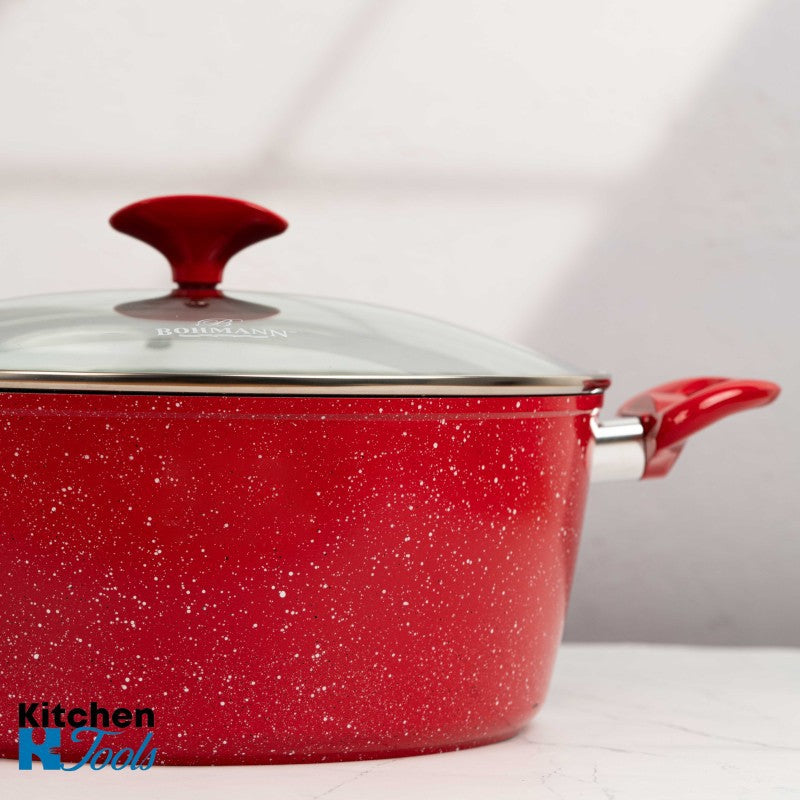 Set cratițe aluminiu forjat GOLDMANN, roșu