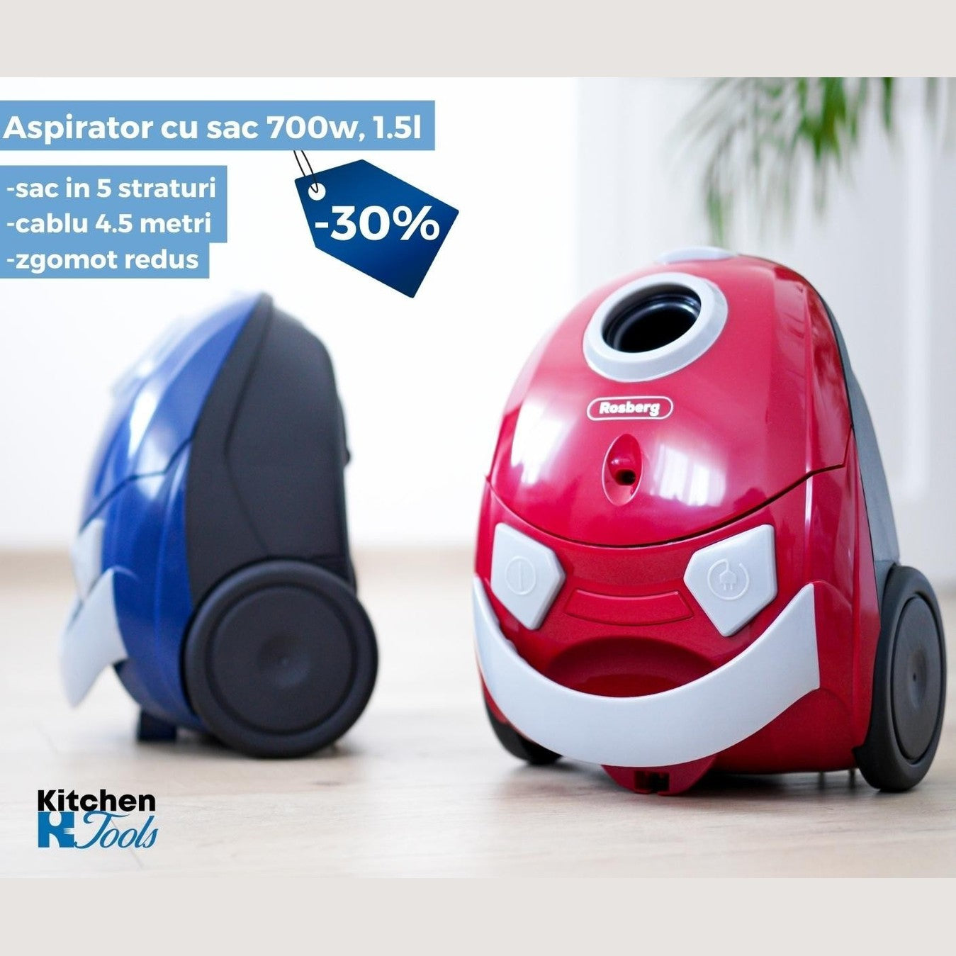 Aspirator cu sac Rosberg, albastru