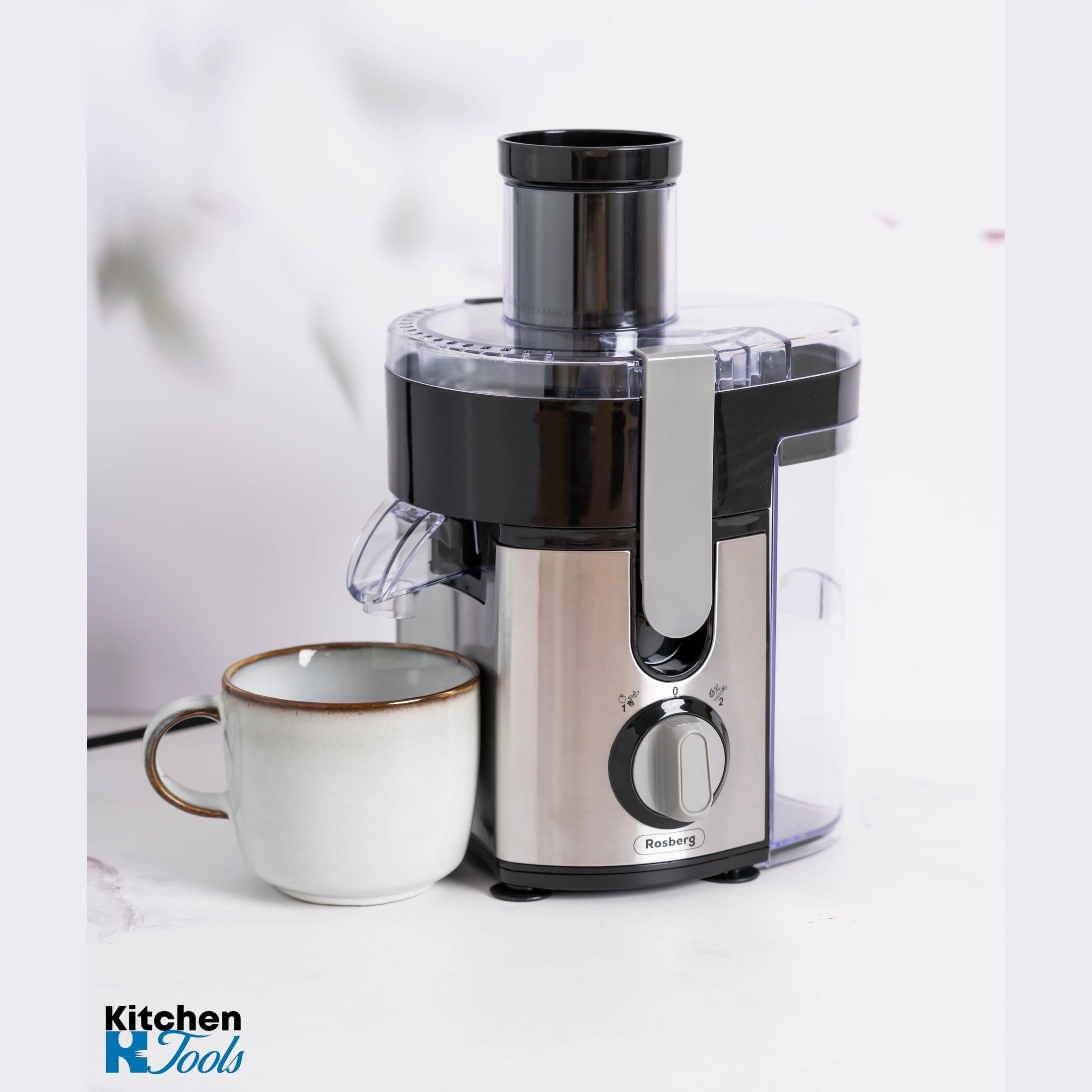 Storcător Rosberg fructe/legume, 600W, Negru/Inox