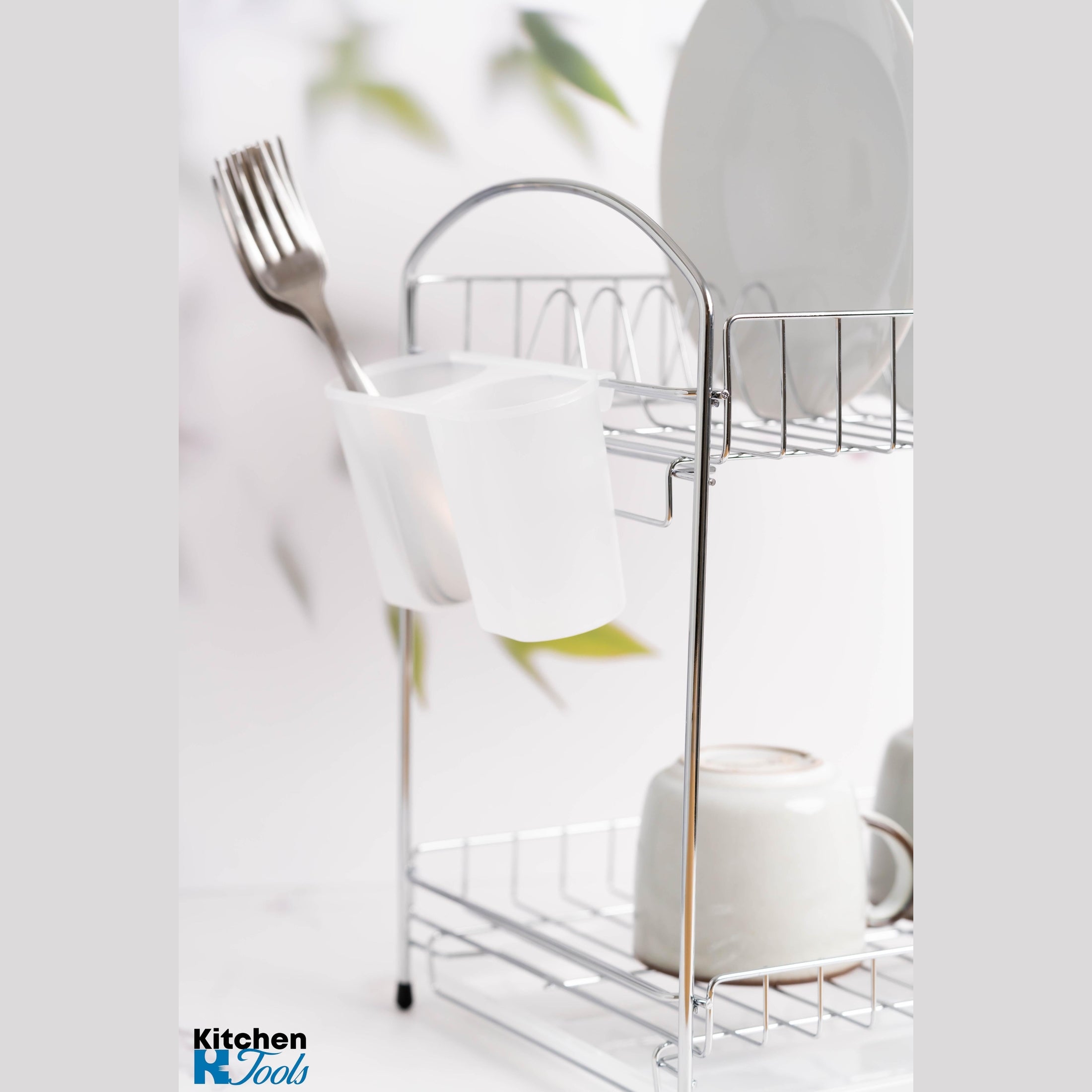 Suport de vase Rosberg inox alb, 2 nivele, 34x23x35.5cm