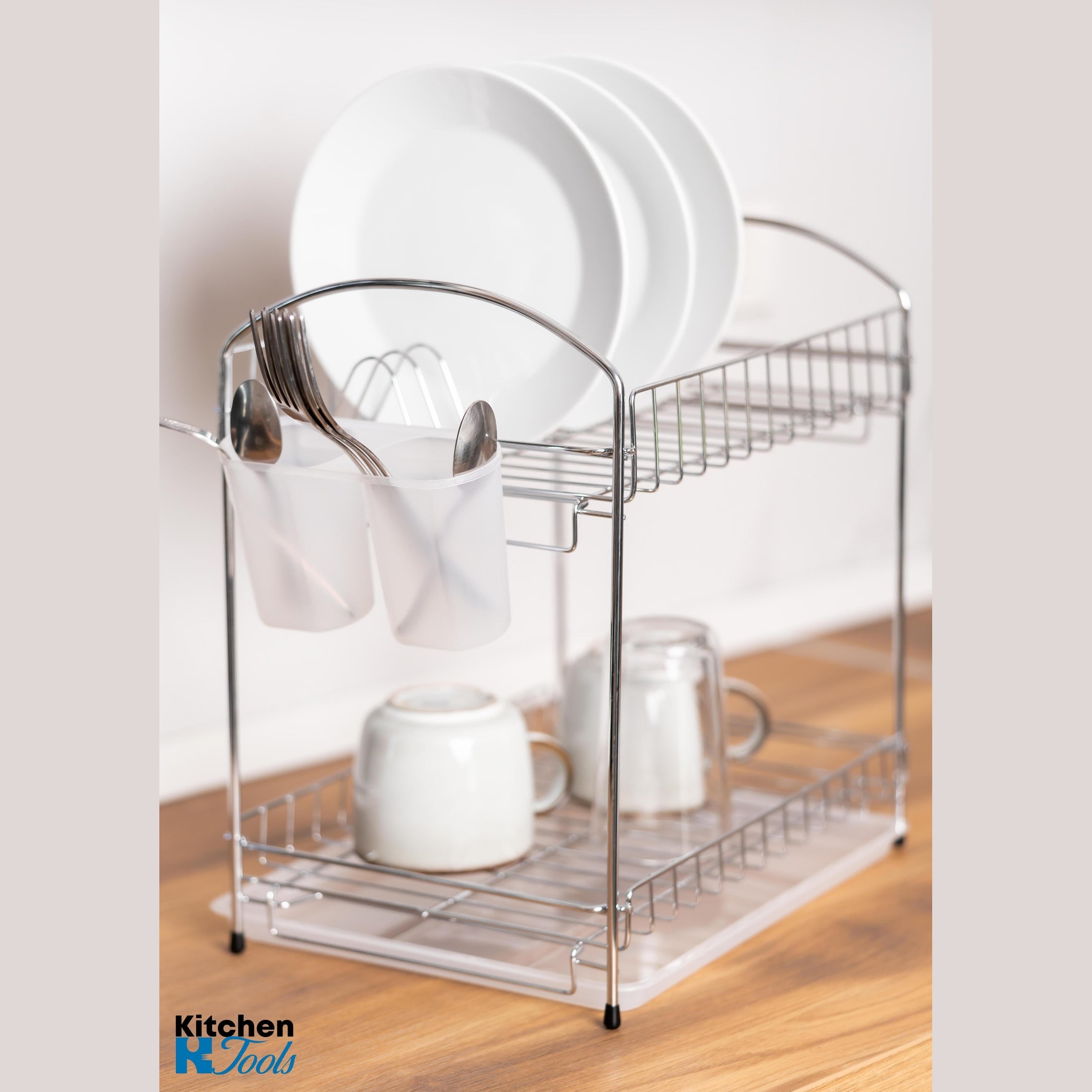 Suport de vase Rosberg inox alb, 2 nivele, 34x23x35.5cm