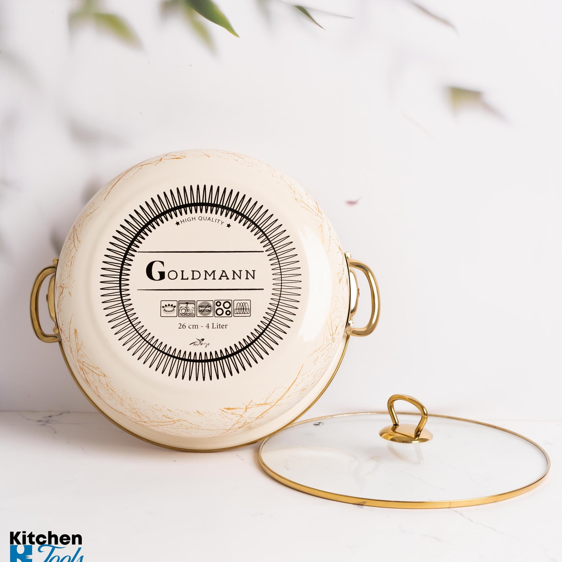 Cratiță emailată 24x8cm Goldmann cu mânere aurii