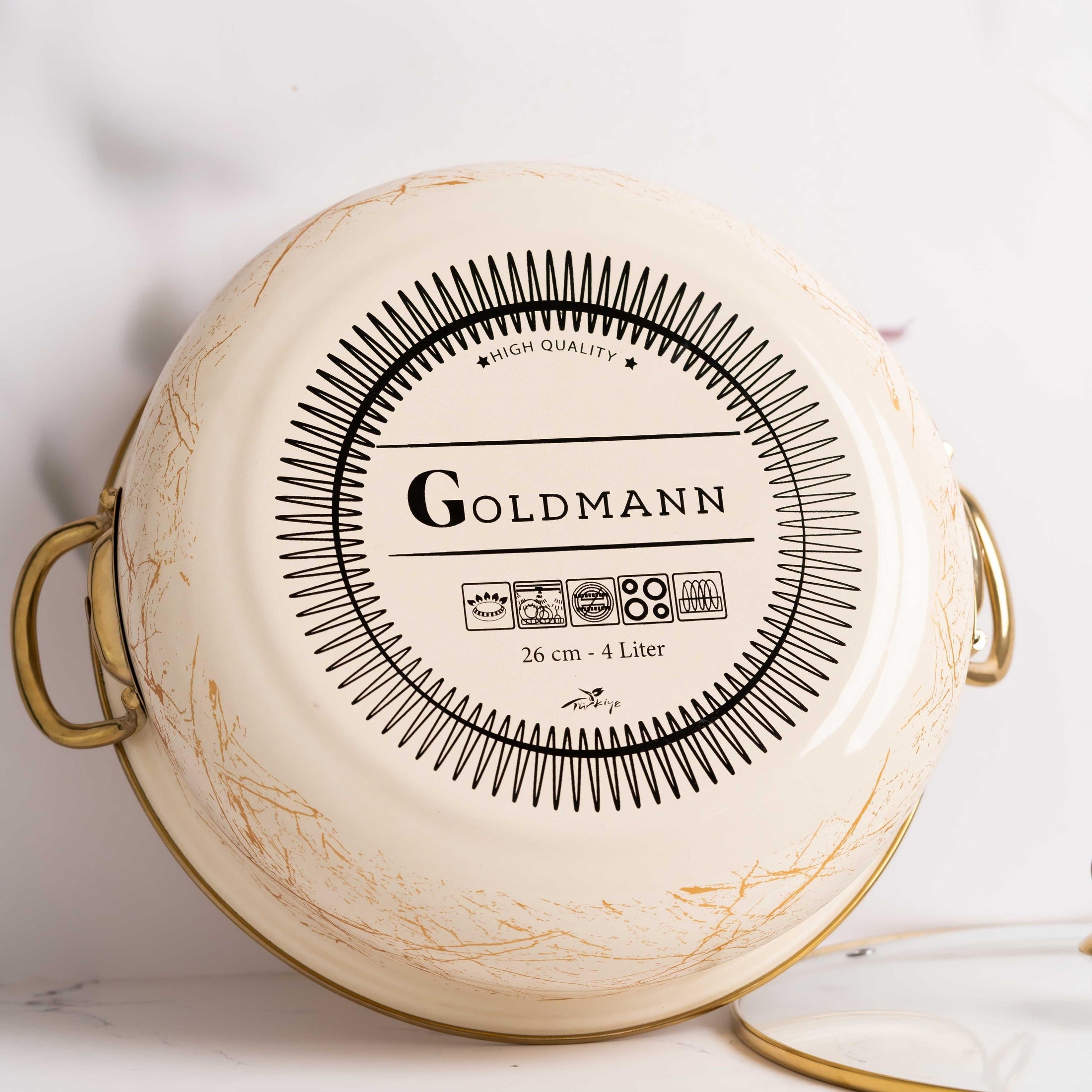 Cratiță emailată 24x8cm Goldmann cu mânere aurii