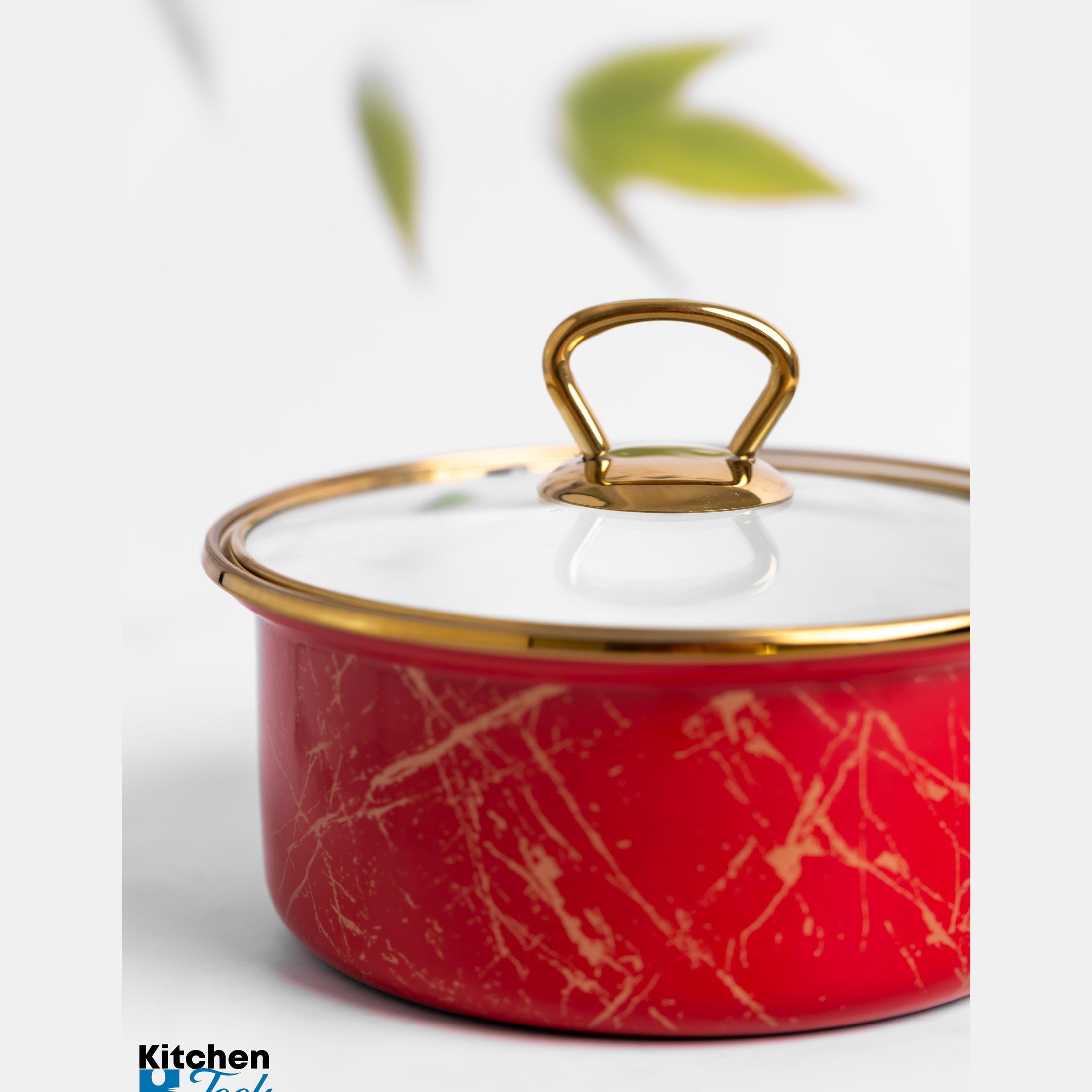 Cratita emailata cu maner, 16x8cm, 1.5L, Goldmann, rosie