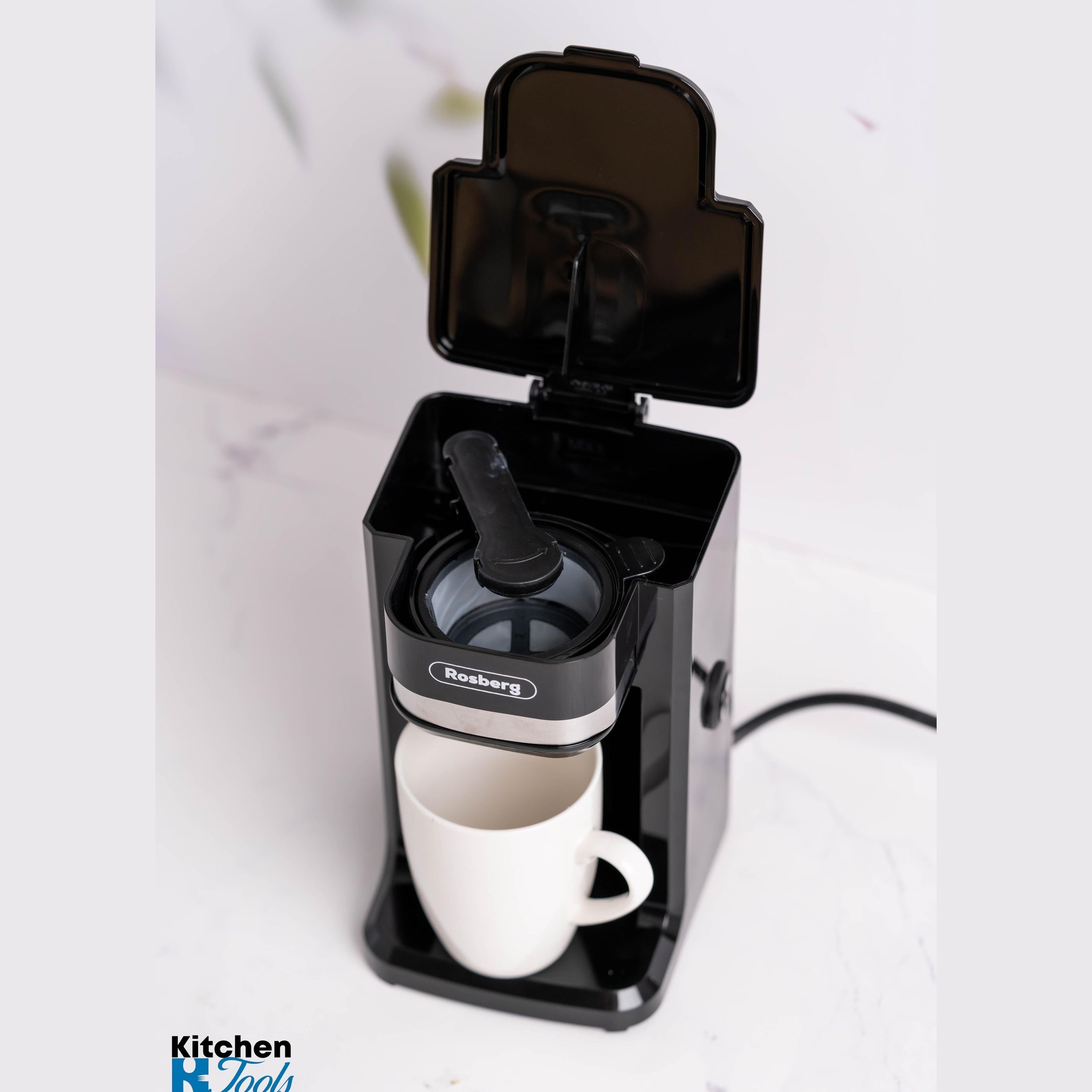 Espressor electric Rosberg, negru, 150ml capacitate