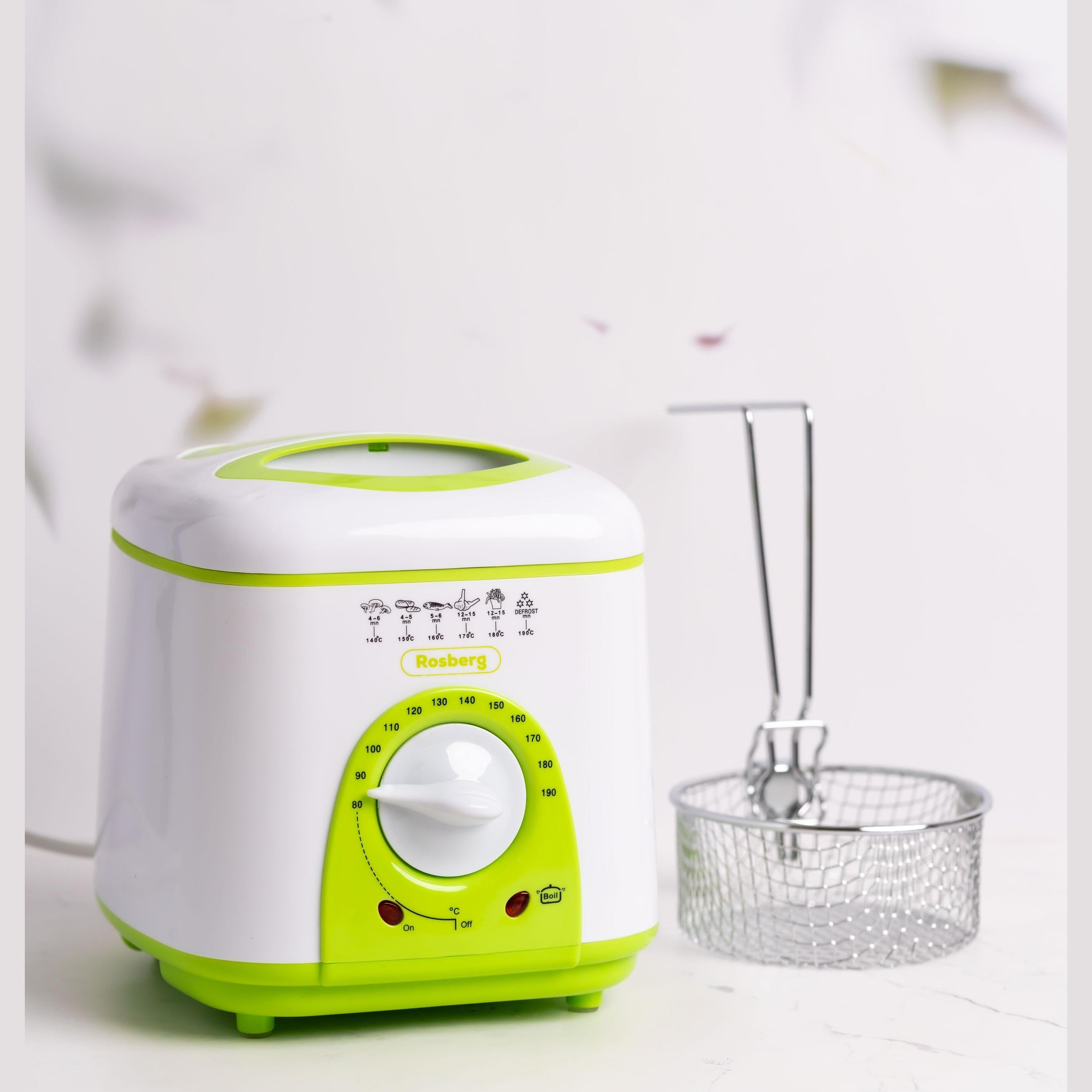 Friteuza mini Rosberg 950W, alb/verde