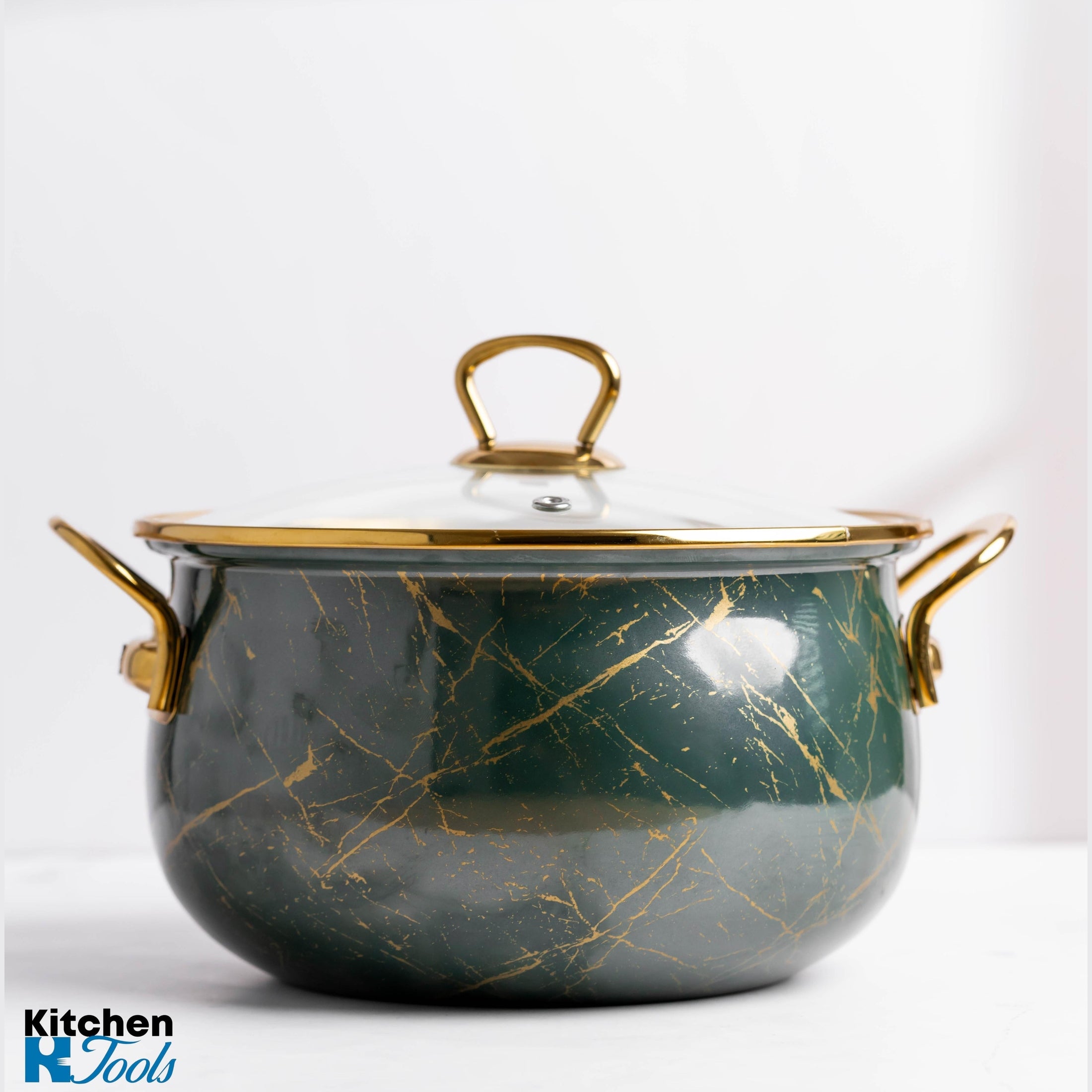 Cratita Goldmann 24cm, verde Smarald, cu capac sticla