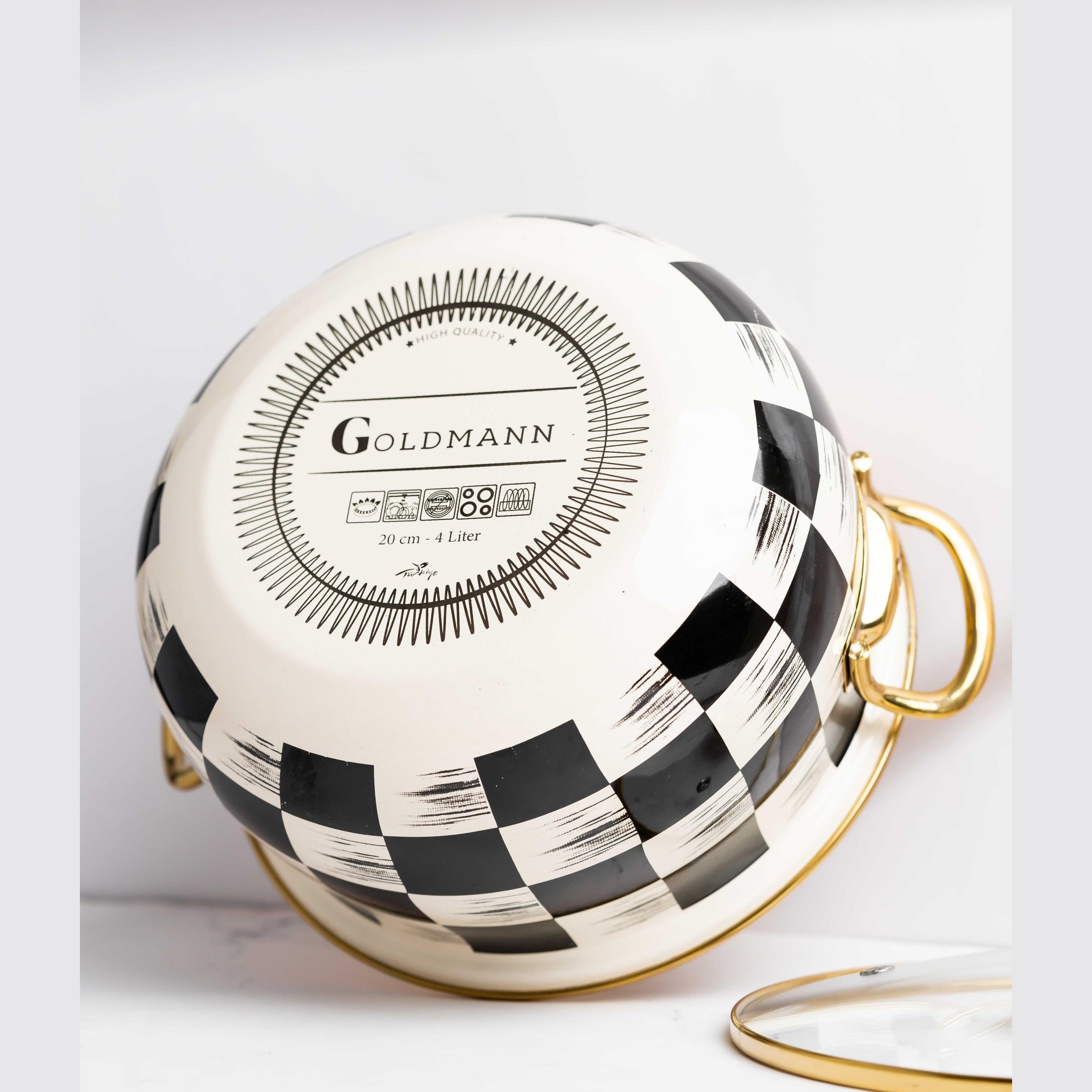 Cratita emailata Goldmann, 24cm, 6.2L, inductie, bej-negru