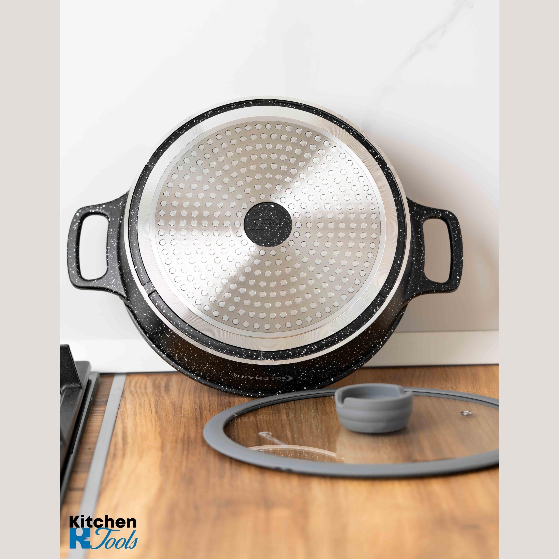 Cratită joasă din aluminiu Goldmann, 28cm cu capac