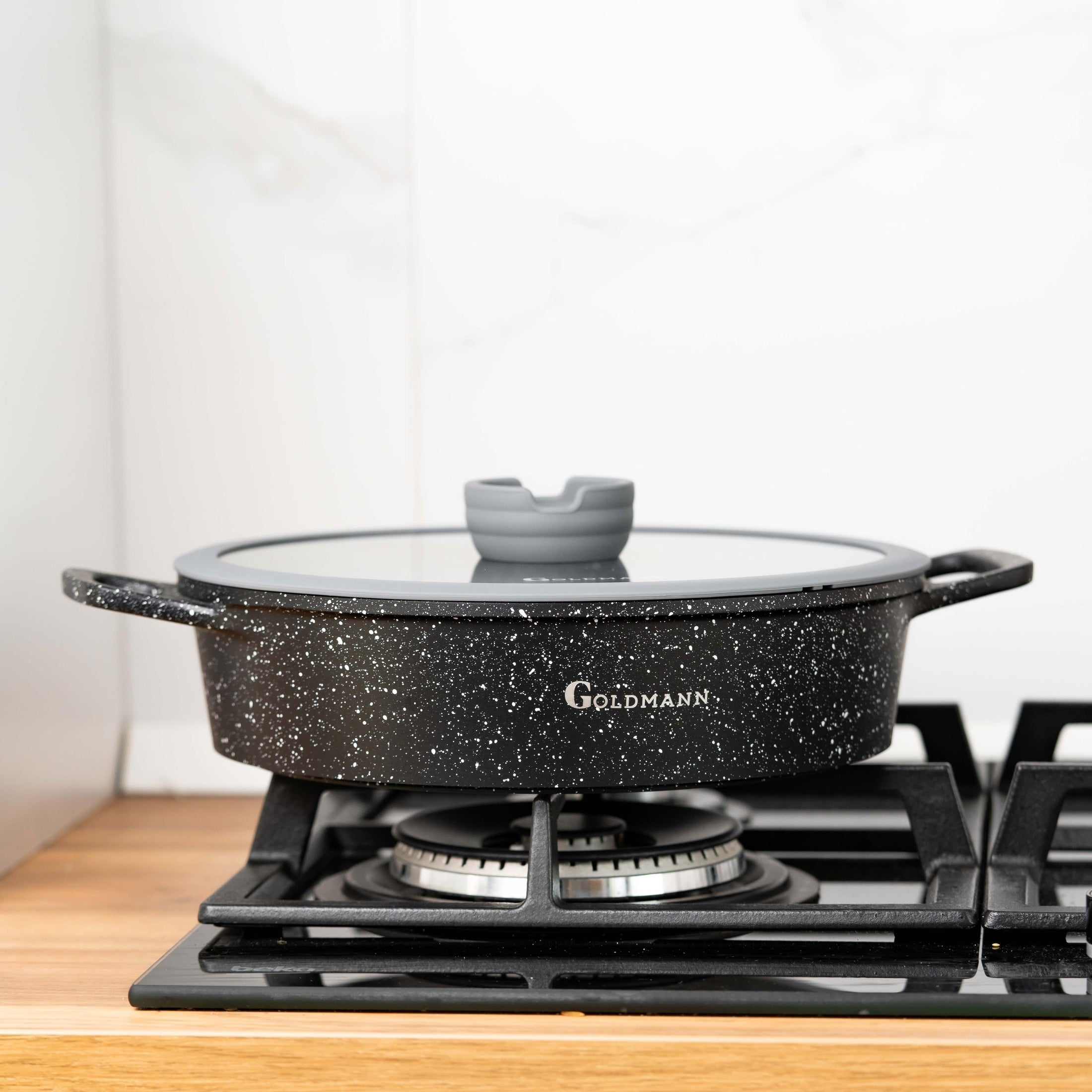 Cratită joasă din aluminiu Goldmann, 28cm cu capac