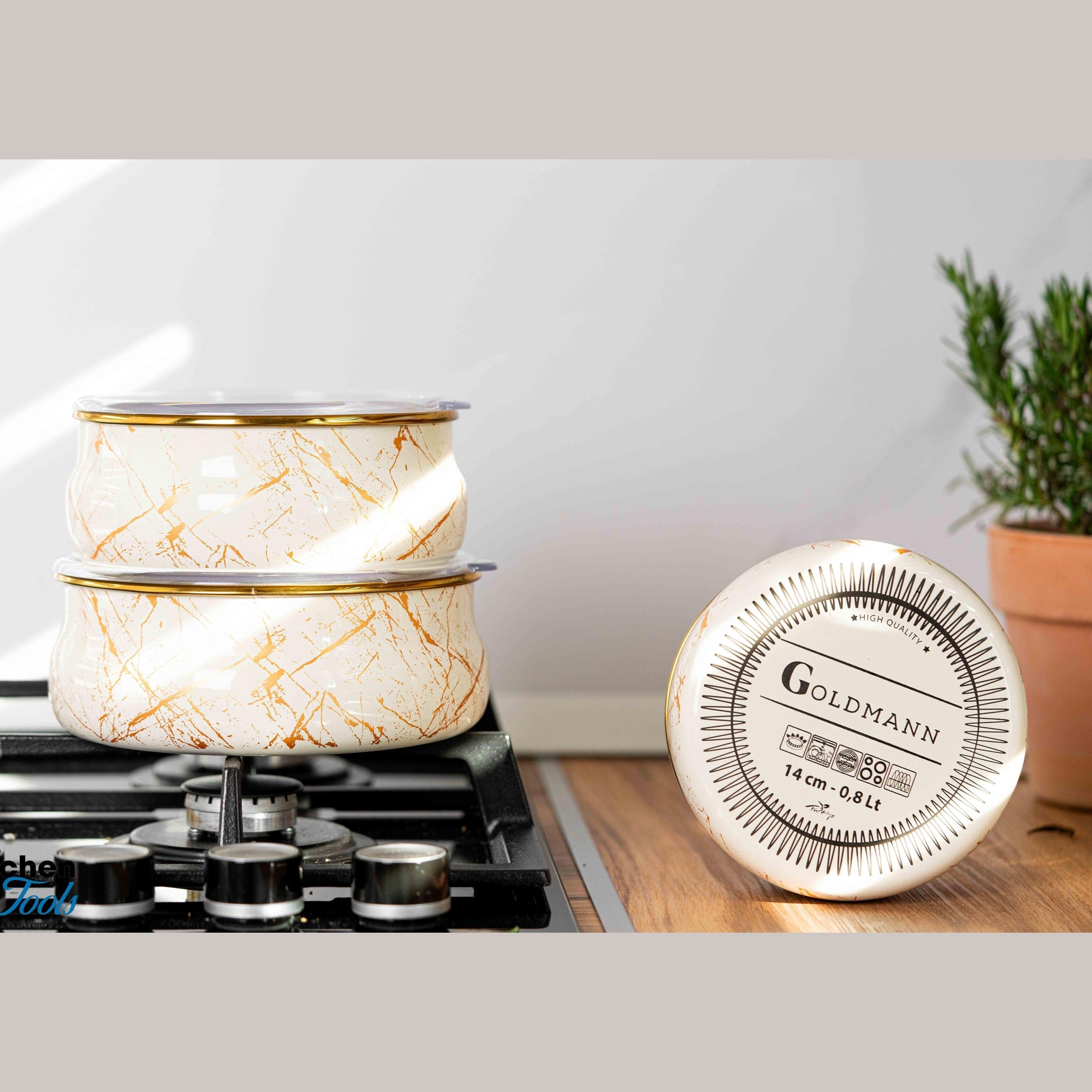 Set boluri emailate Goldmann, 0.8/1.3/1.8L