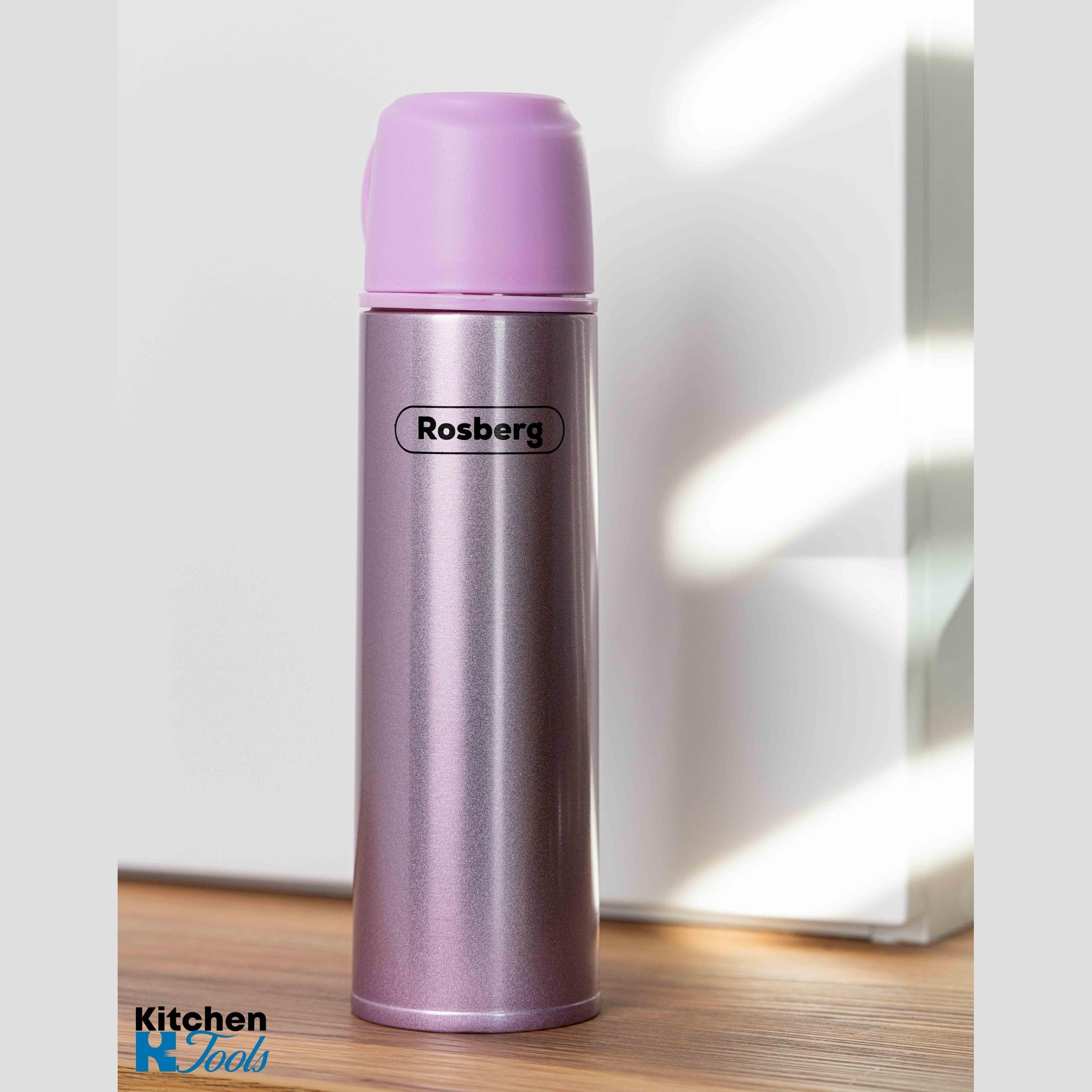 Termos Rosberg roz, 500ml, oțel inoxidabil, pereți dubli