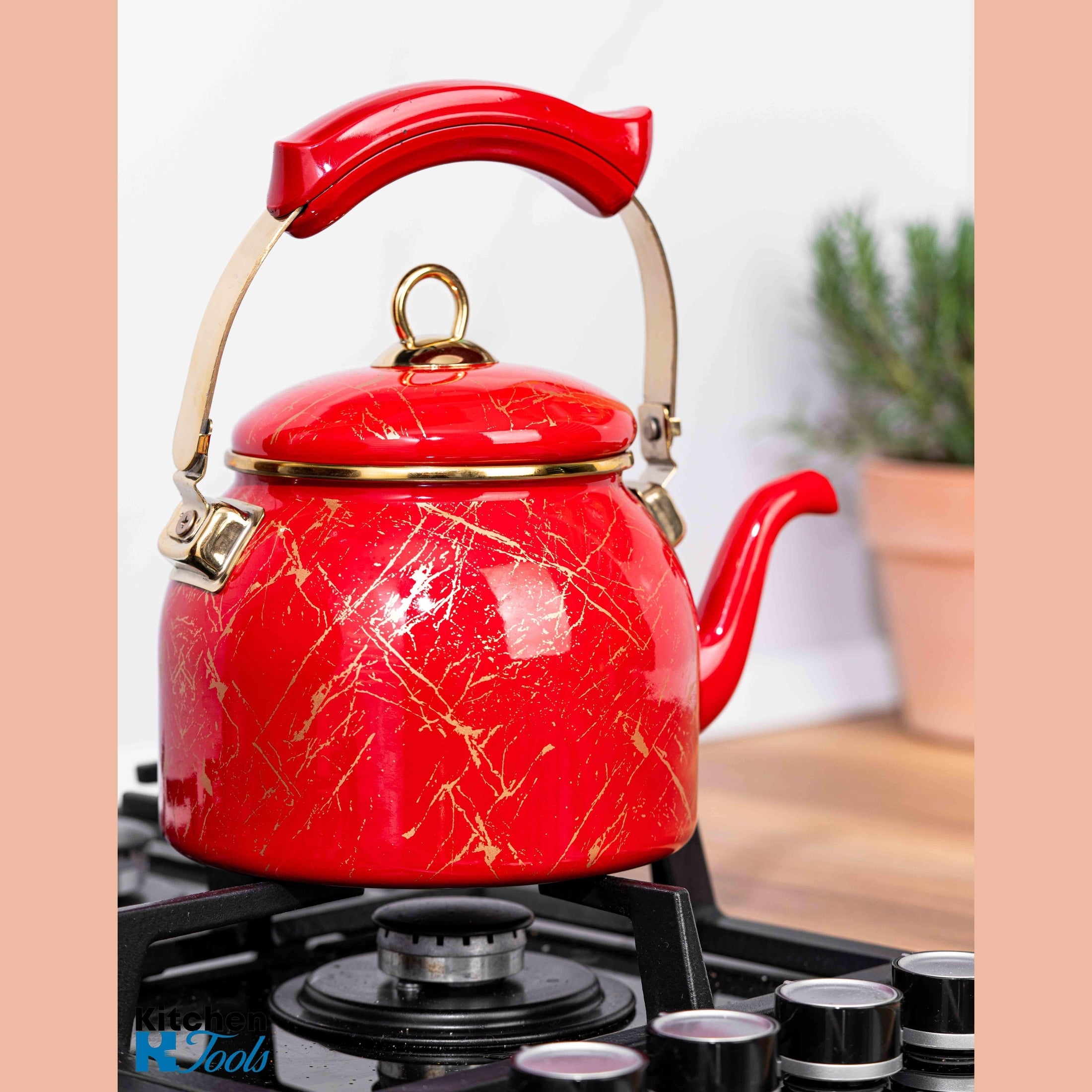 Ceainic emailat Goldmann 2.5L, roșu