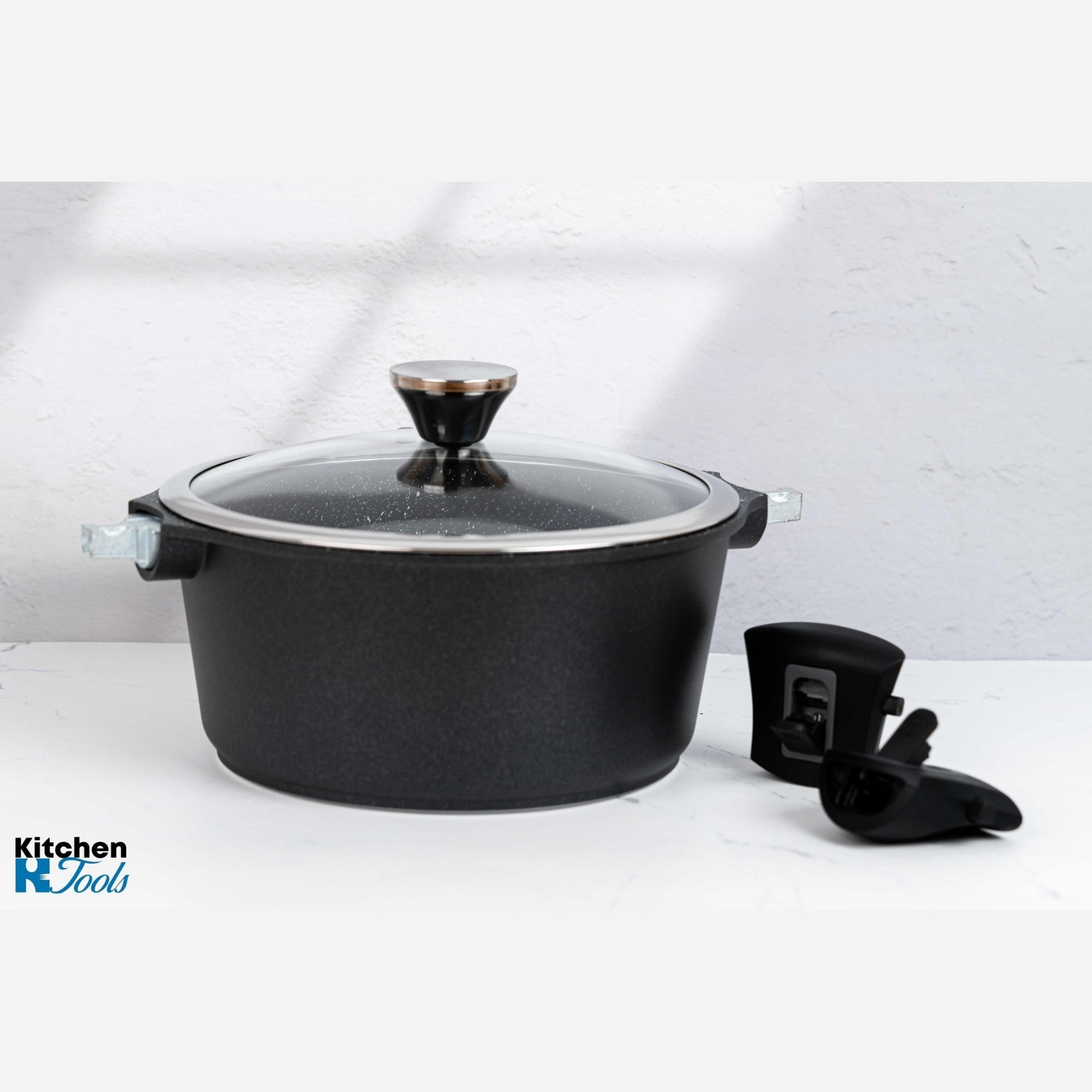 Cratita cu maner detasabil, 6.5litri, aluminiu turnat, Goldmann, suprafata antiaderenta, inclusiv inductie