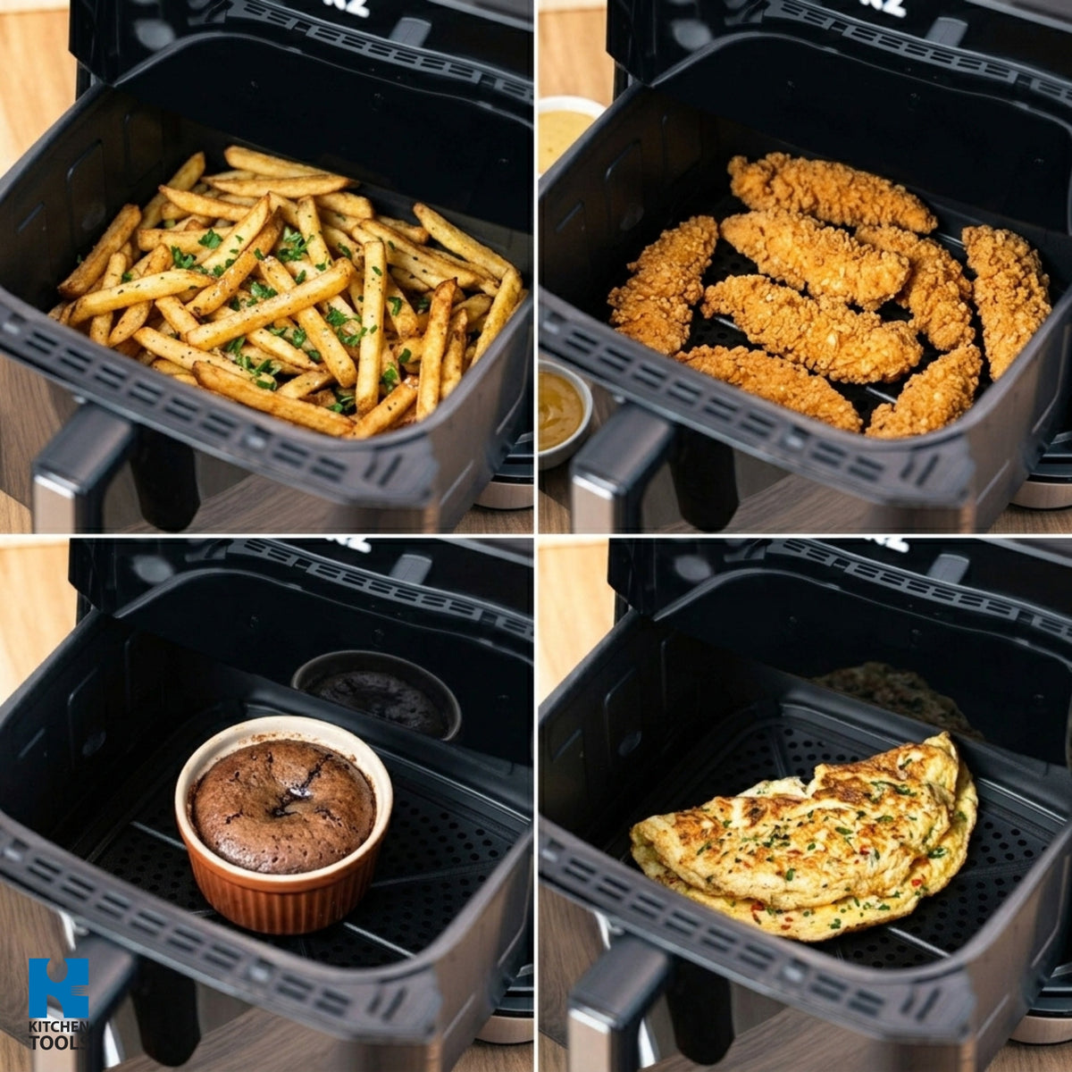 Air Fryer/ Friteuza DUO-Heat cu aer cald, 8 litri, 1800W, incalzire sus-jos, 12 programe, display LED color, fereastra transparenta, timer, Oliver Voltz