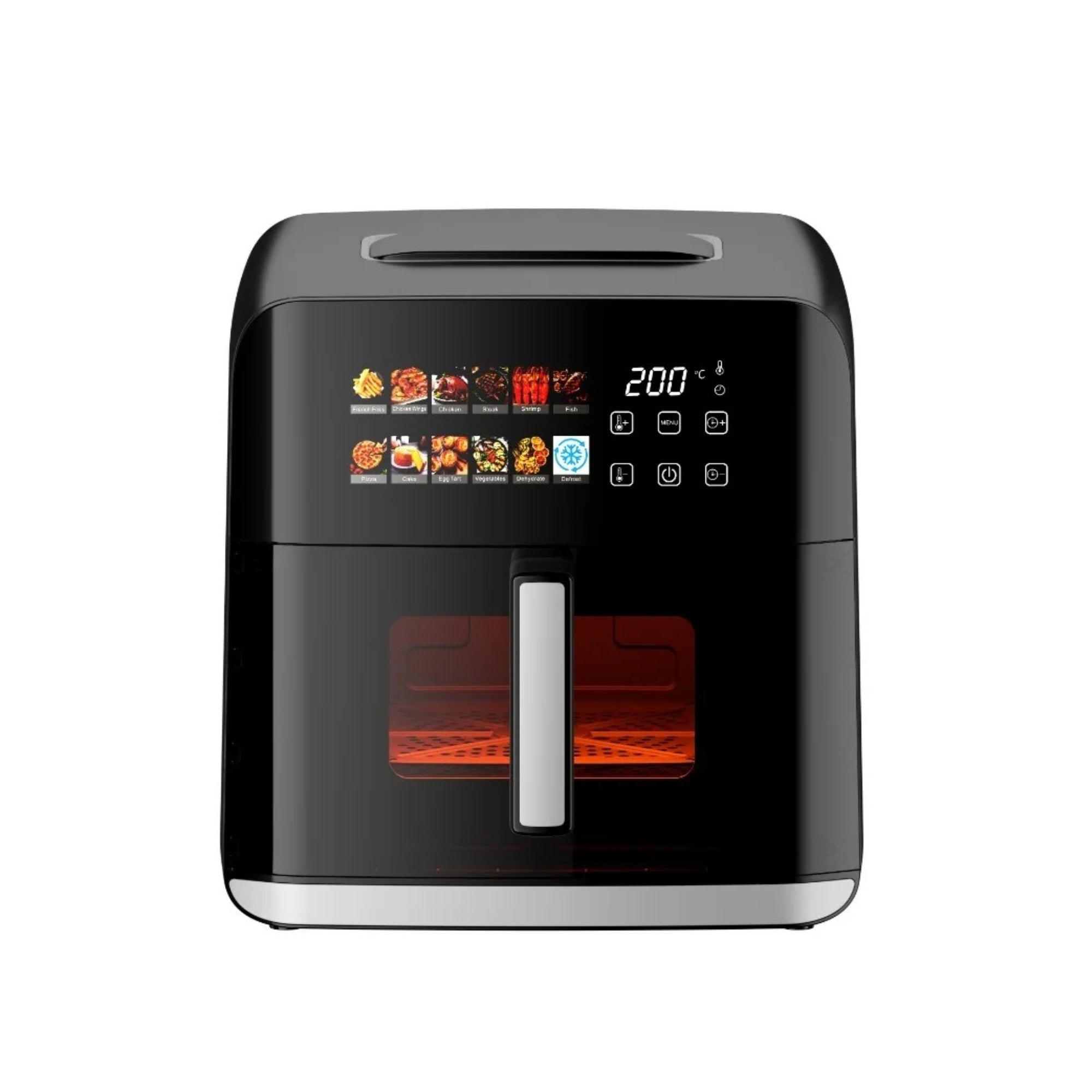 Air Fryer/ Friteuza cu aer cald, 8 litri, 1800W, 12 programe, display LED color, fereastra transparenta, timer, Oliver Voltz