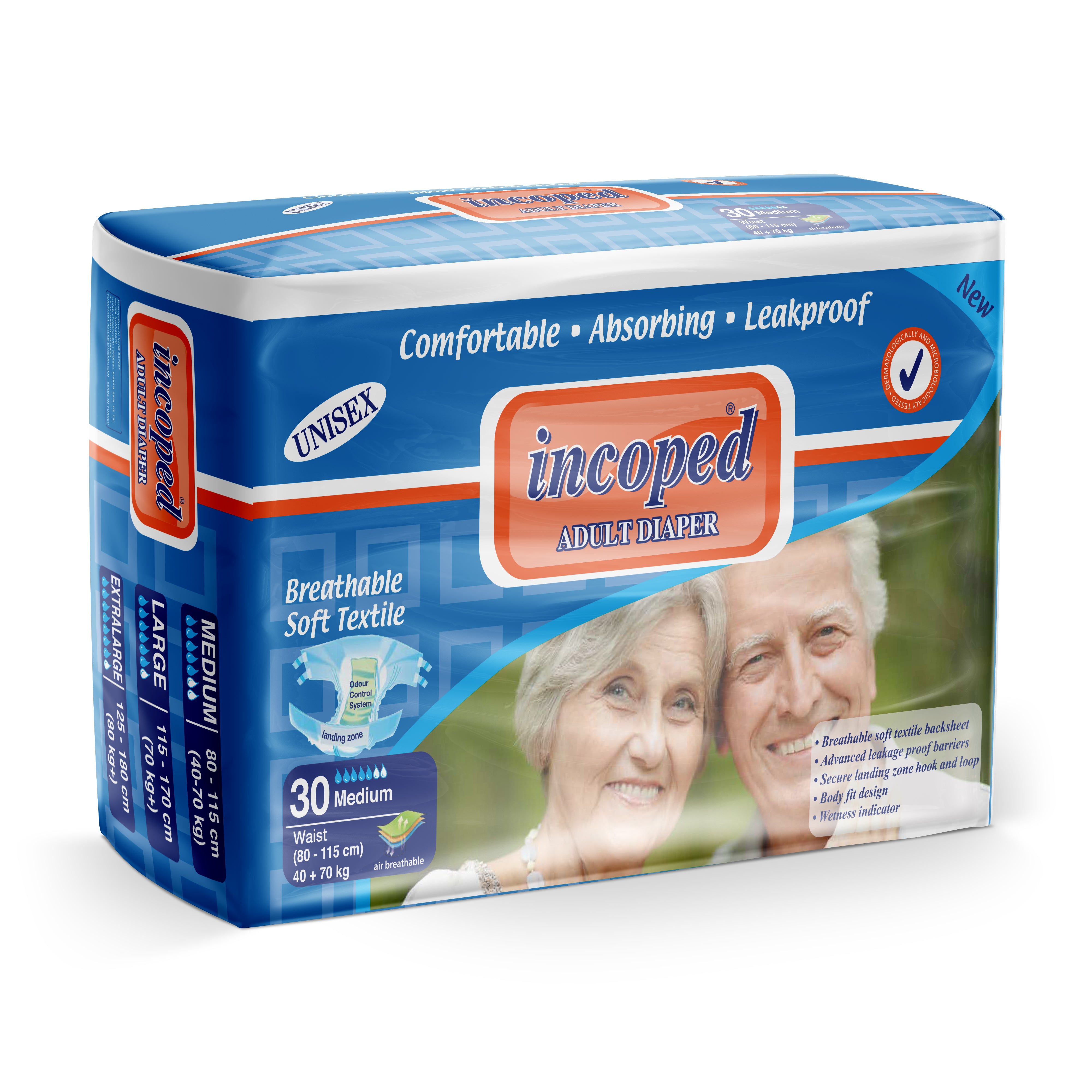 Scutece pentru adulți INCOPED,Unisex Mărimea M, 30 buc