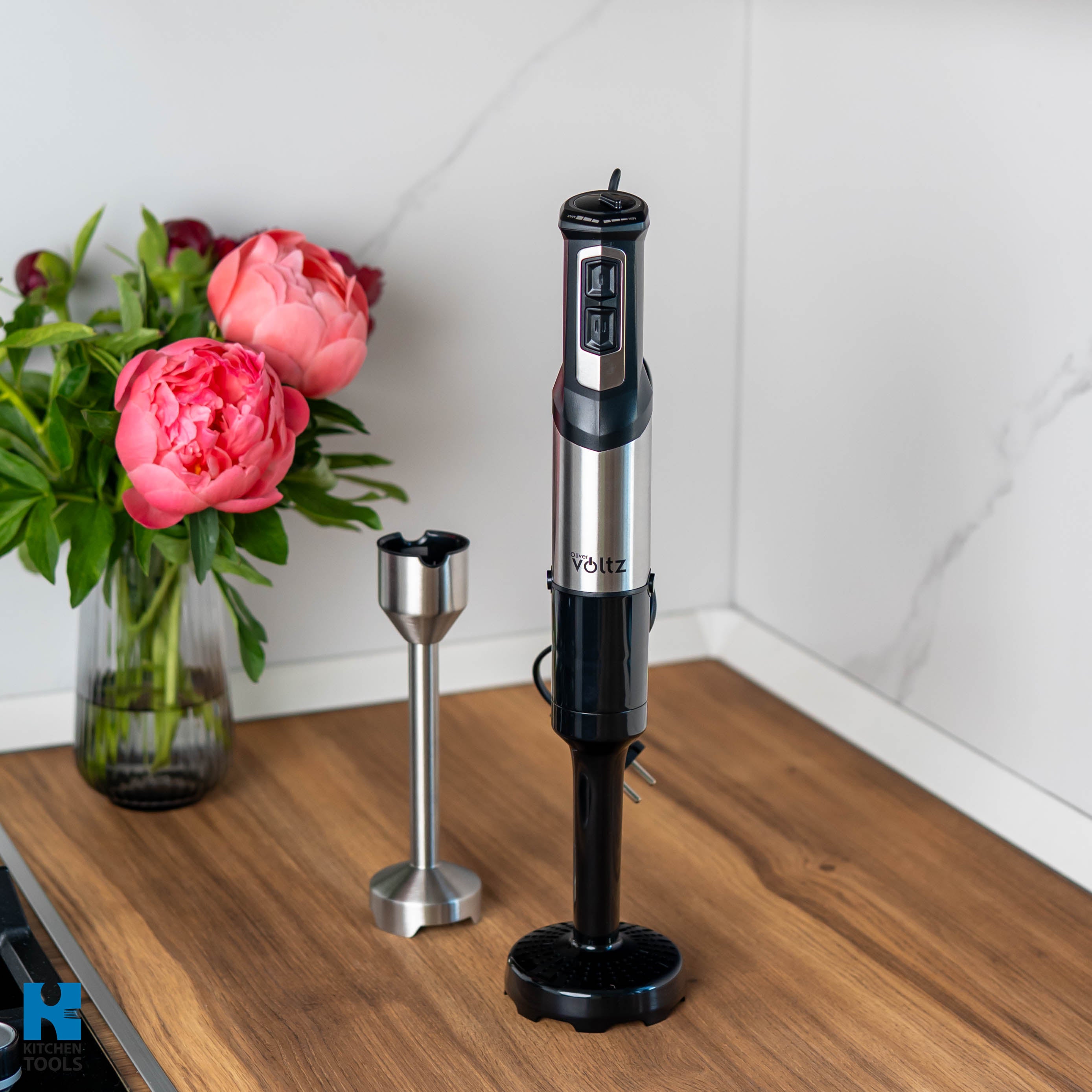 Blender vertical Oliver Voltz, 1200w, 6 trepte de viteza, pasator cartofi, lame din otel