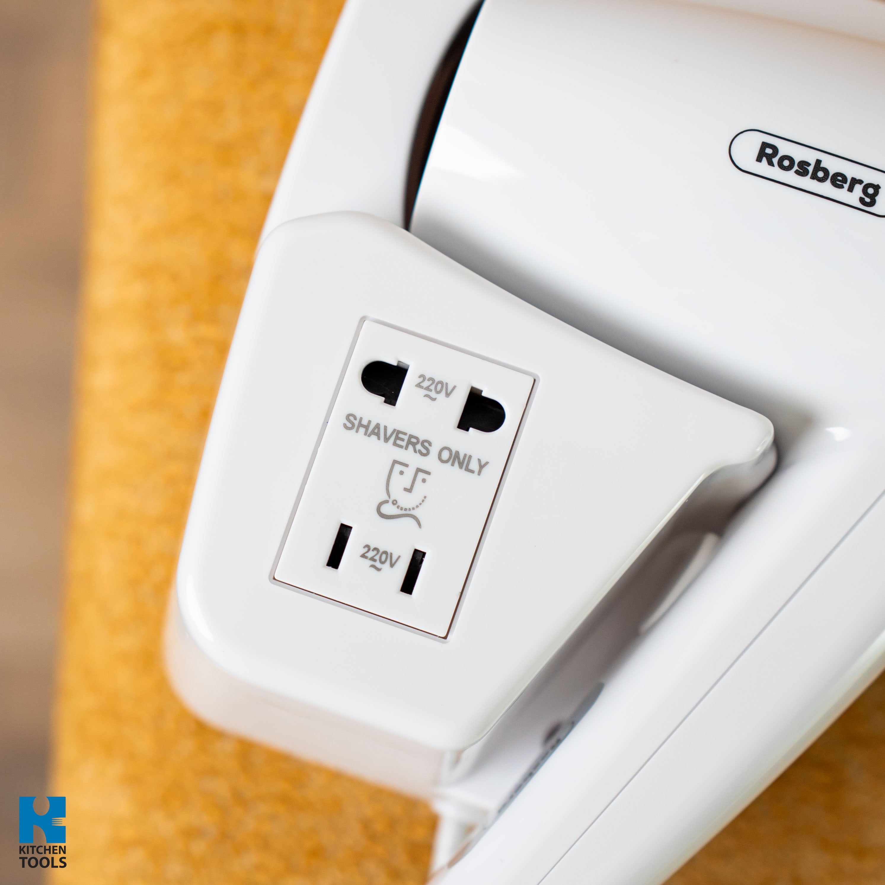 Uscator de par cu prindere in perete, 1300W, 2 trepte, priza extra inclusa, 900gr, Rosberg, alb