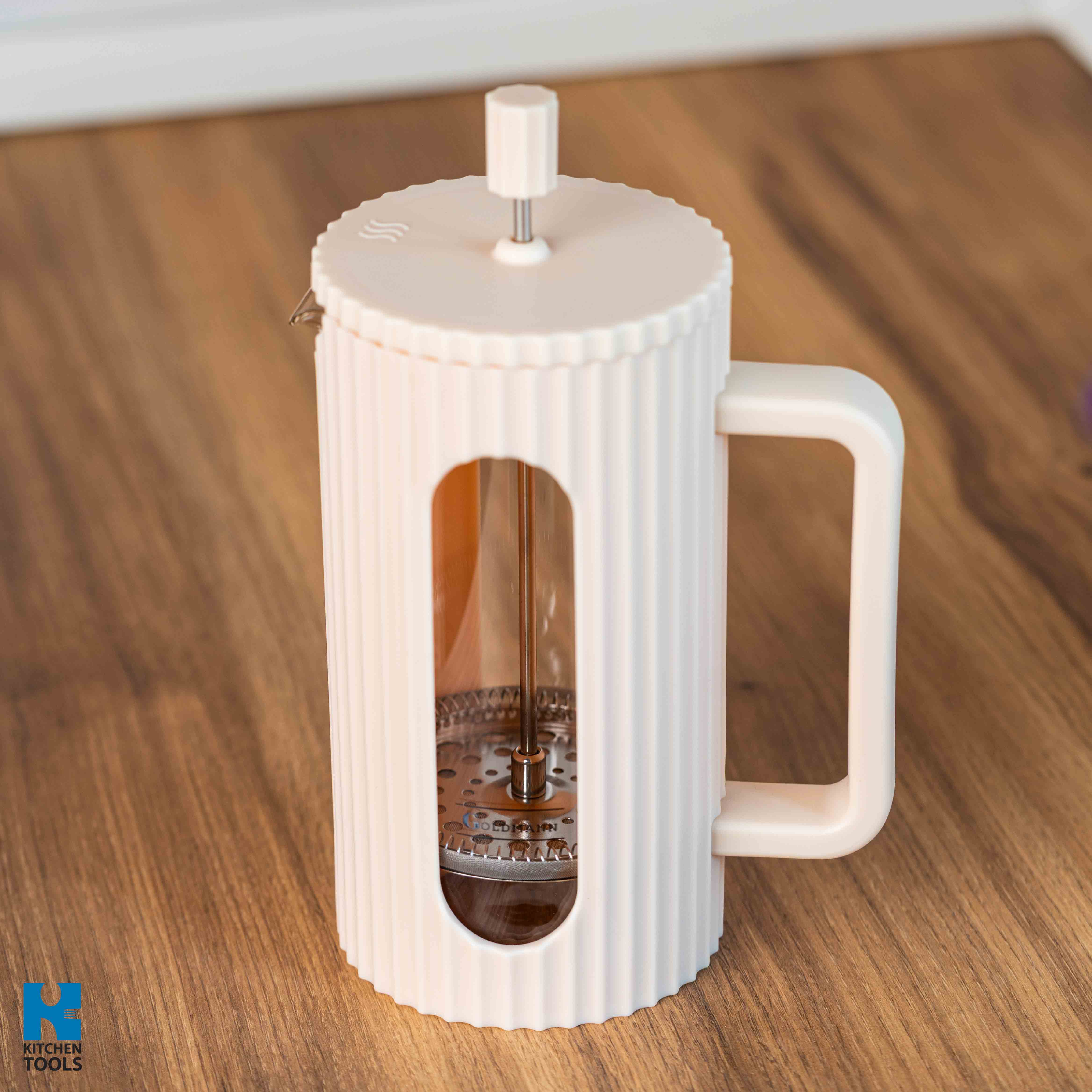 Infuzor pentru ceai/cafea, 350ml, sticla termorezistenta, Goldmann, bej