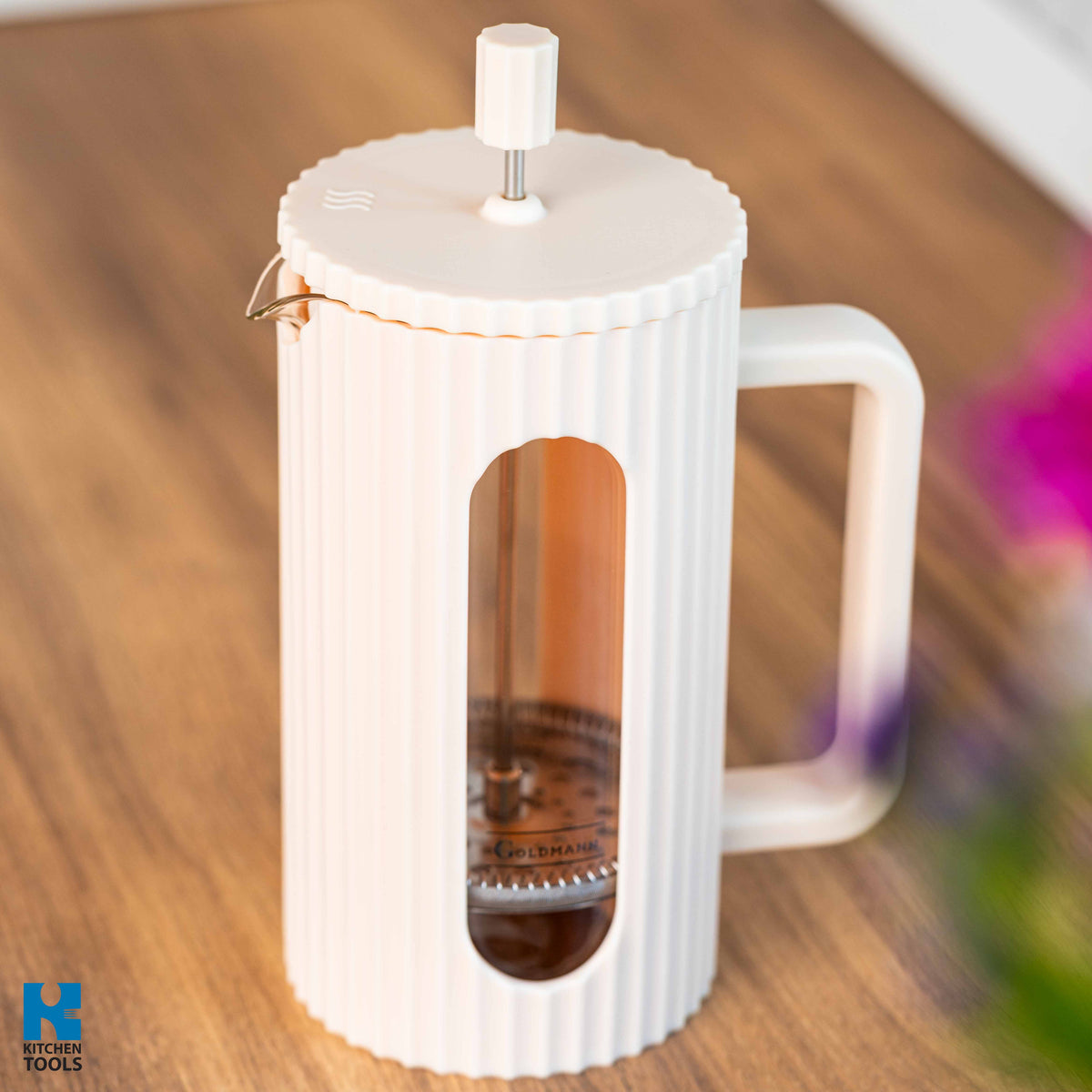 Infuzor pentru ceai/cafea, 1000ml, sticla termorezistenta, Goldmann, bej