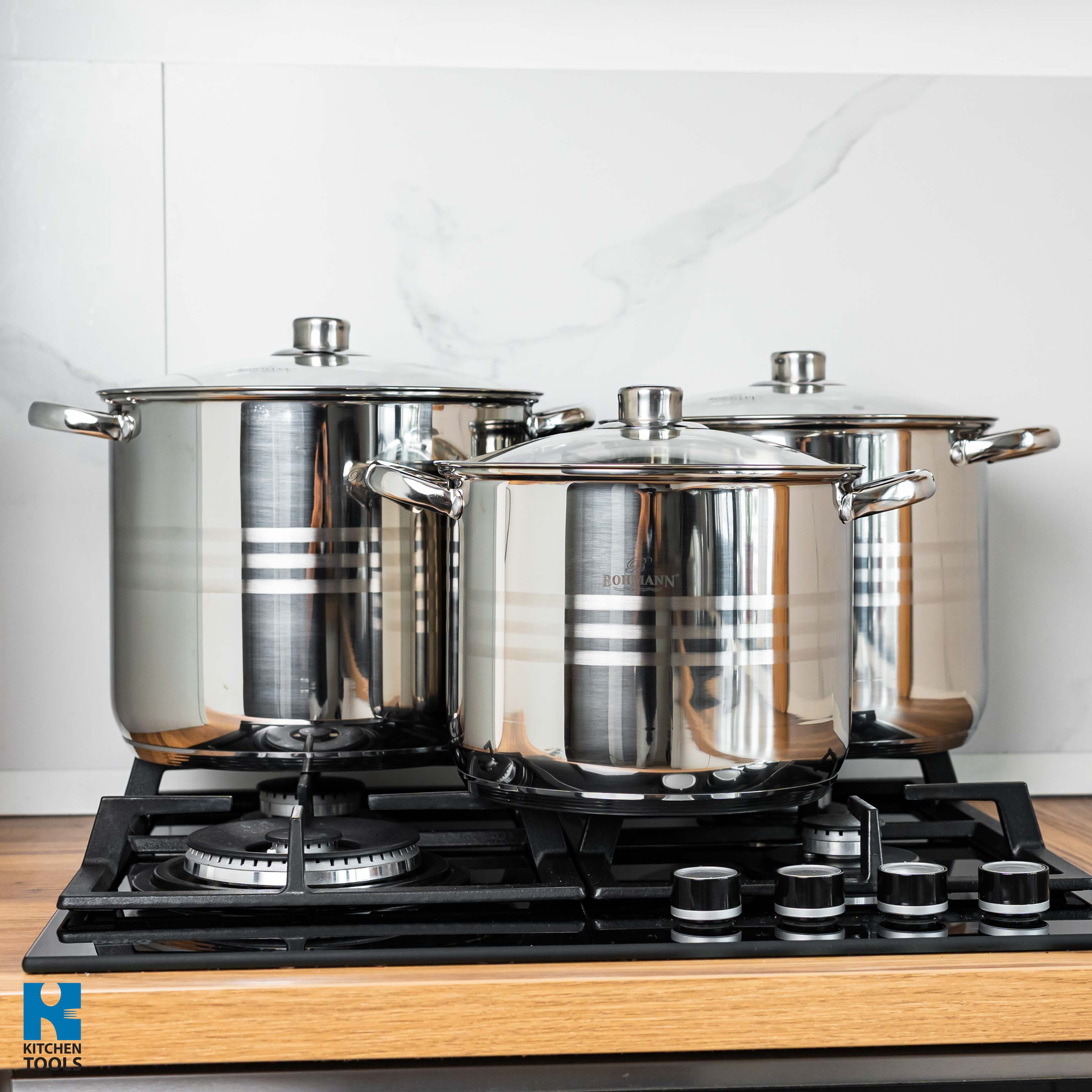 Set oale 6 piese Bohmann inox, (9L,11L,13.5L), inductie, fund 3 straturi