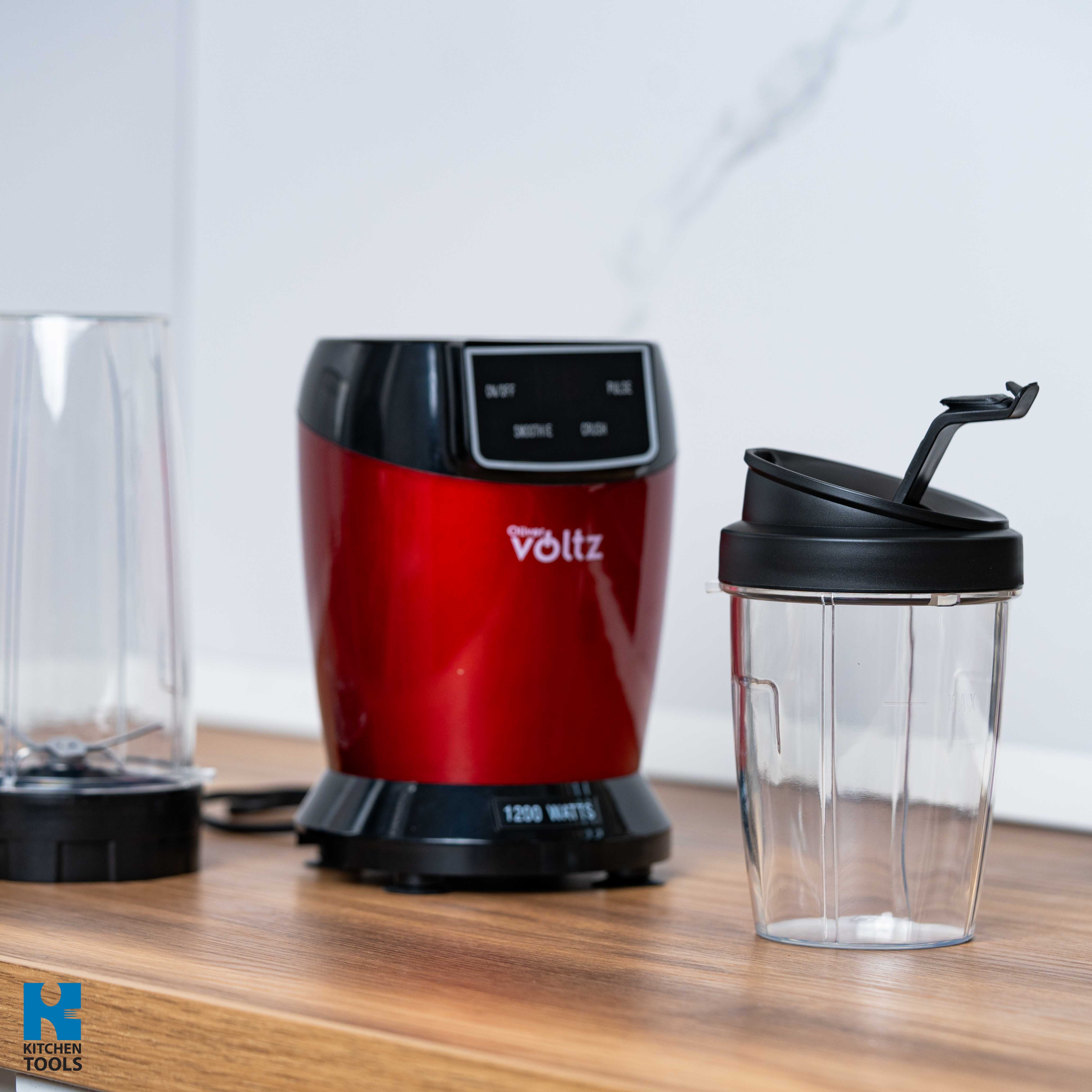 Nutribullet bucatarie multifunctional, 1200W, recipient 1000ml, pahar cu capac 800ml, Oliver Voltz, rosu