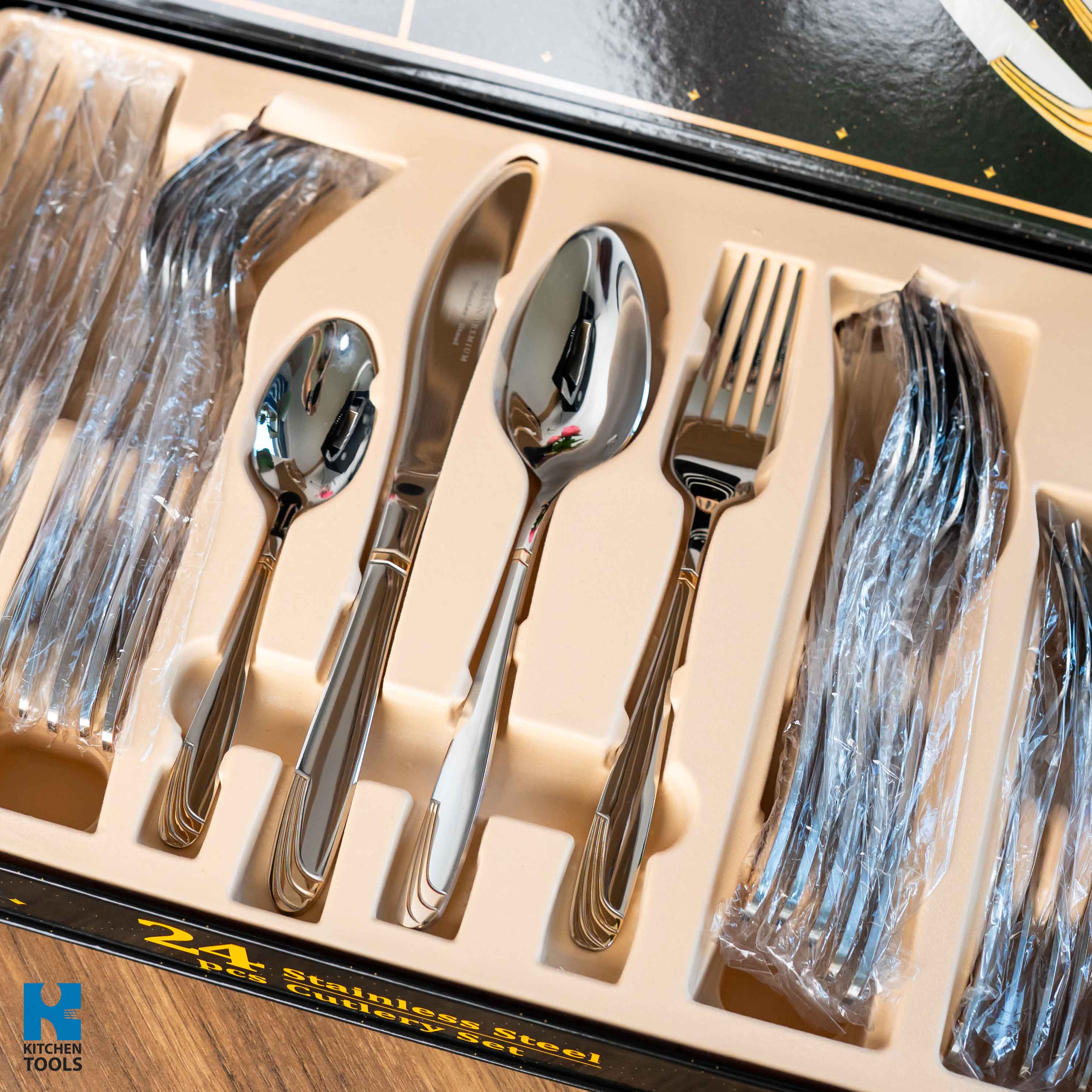 Set tacamuri 24 piese Bohmann Premium, Otel inoxidabil, auriu