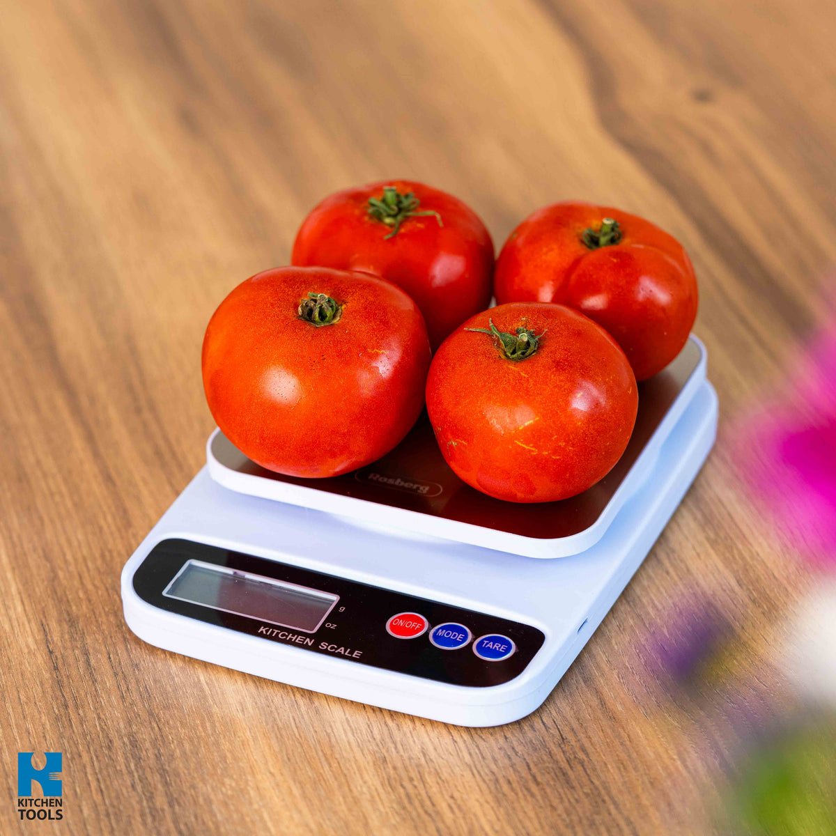 Cantar electronic de bucatarie, 5kg max, precizie 1g, unitati de masura g/oz, Rosberg, alb