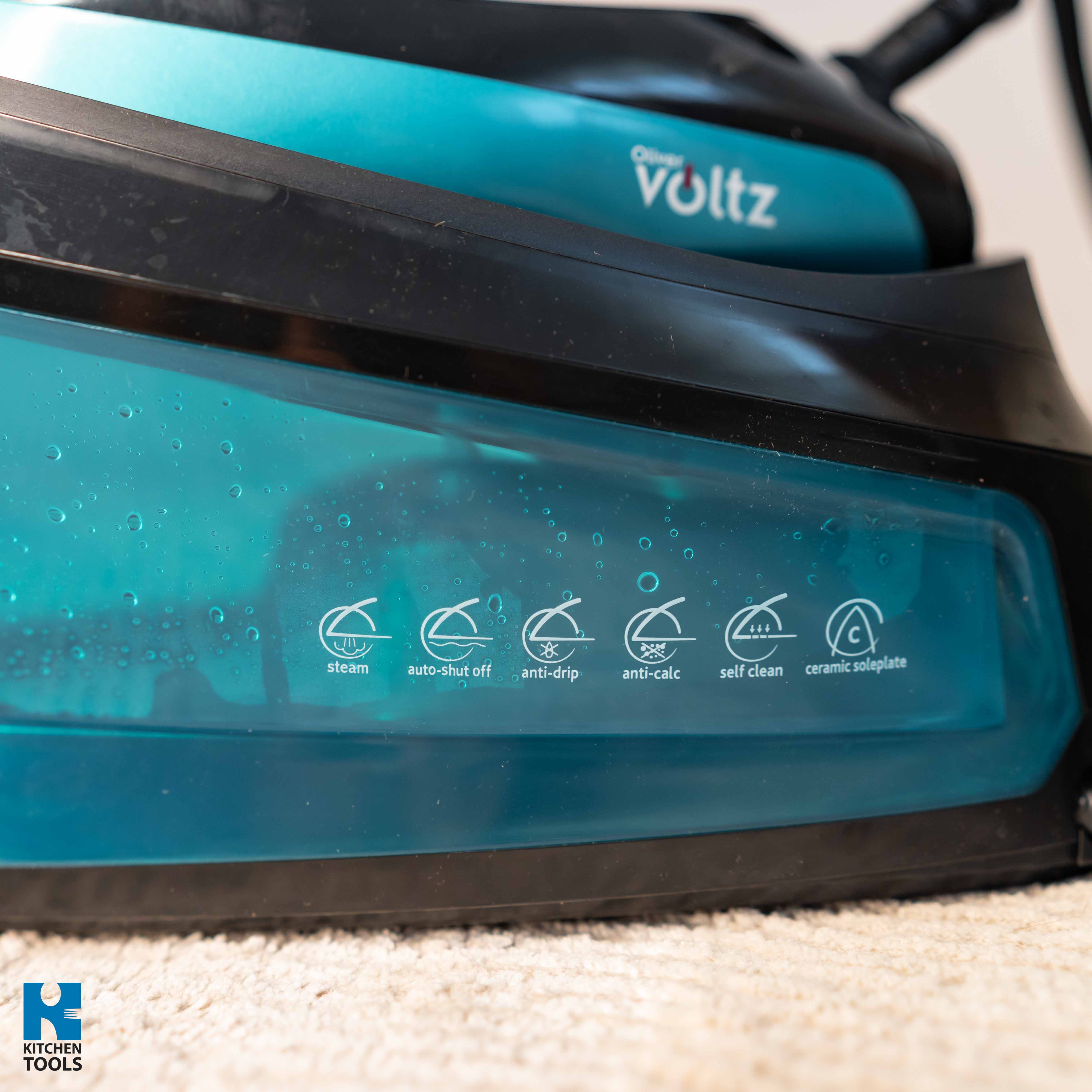 Statie de calcat cu abur, 3200W, 1500ml, presiune 5.5 bari, talpa ceramica autoclean, Oliver Voltz, albastru - negru