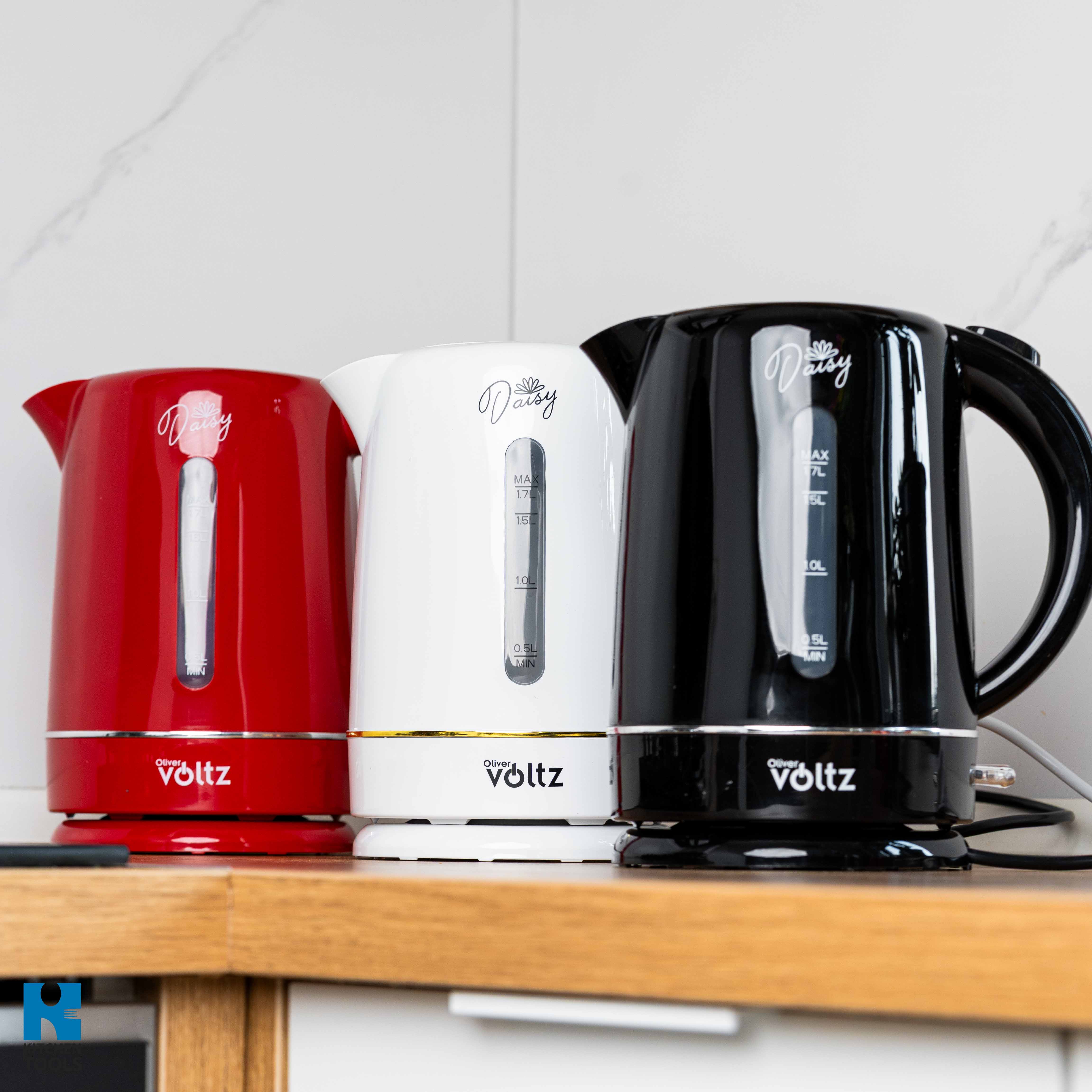 Fierbator electric, 1700ml, 2200W, filtru NYLON, oprire automata, Baza rotativă la 360°, Oliver Voltz Daisy, negru