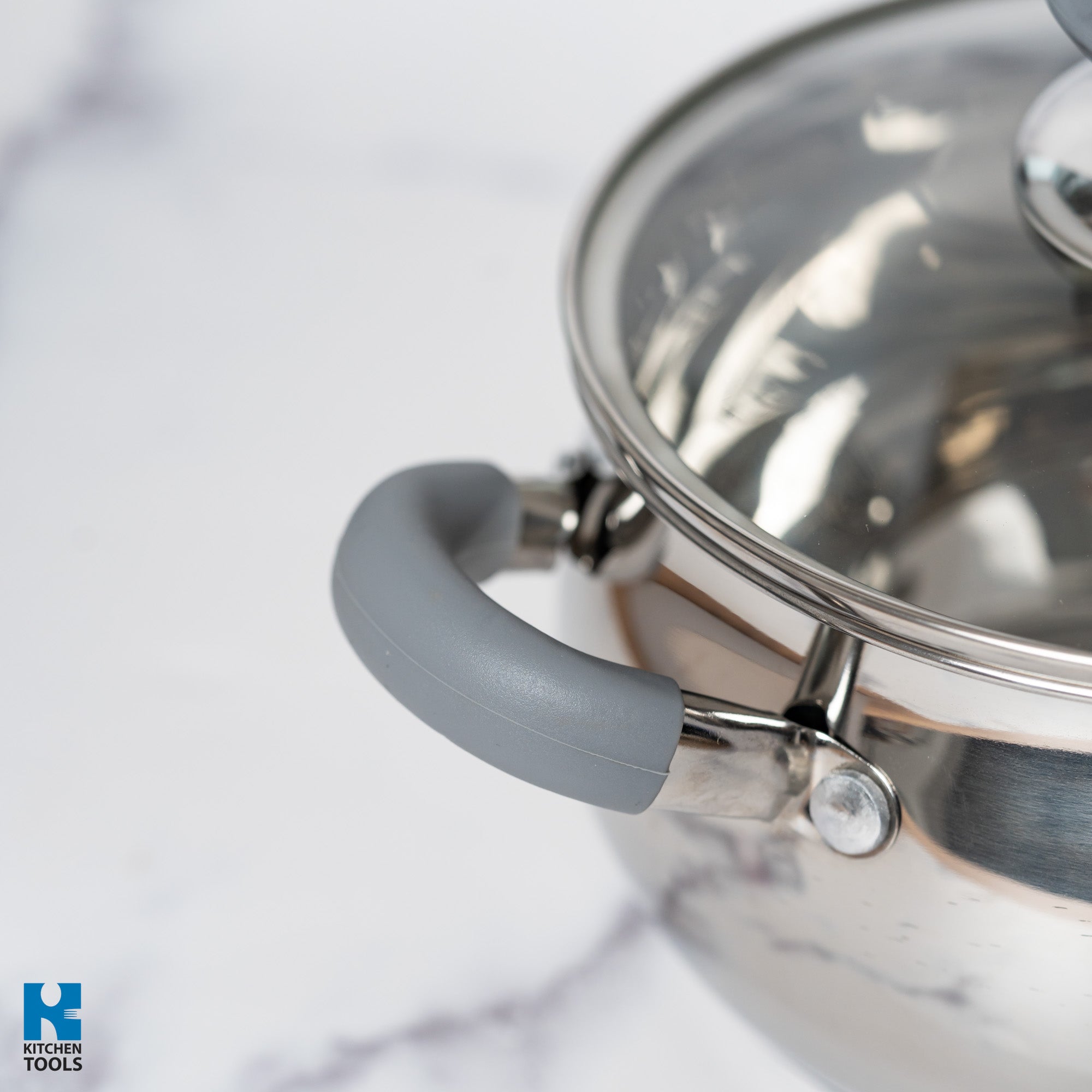 Cratita din inox 1.8l, 16x9.5cm, capac Sticla termorezistenta, Baza 5 straturi, Manere nituite