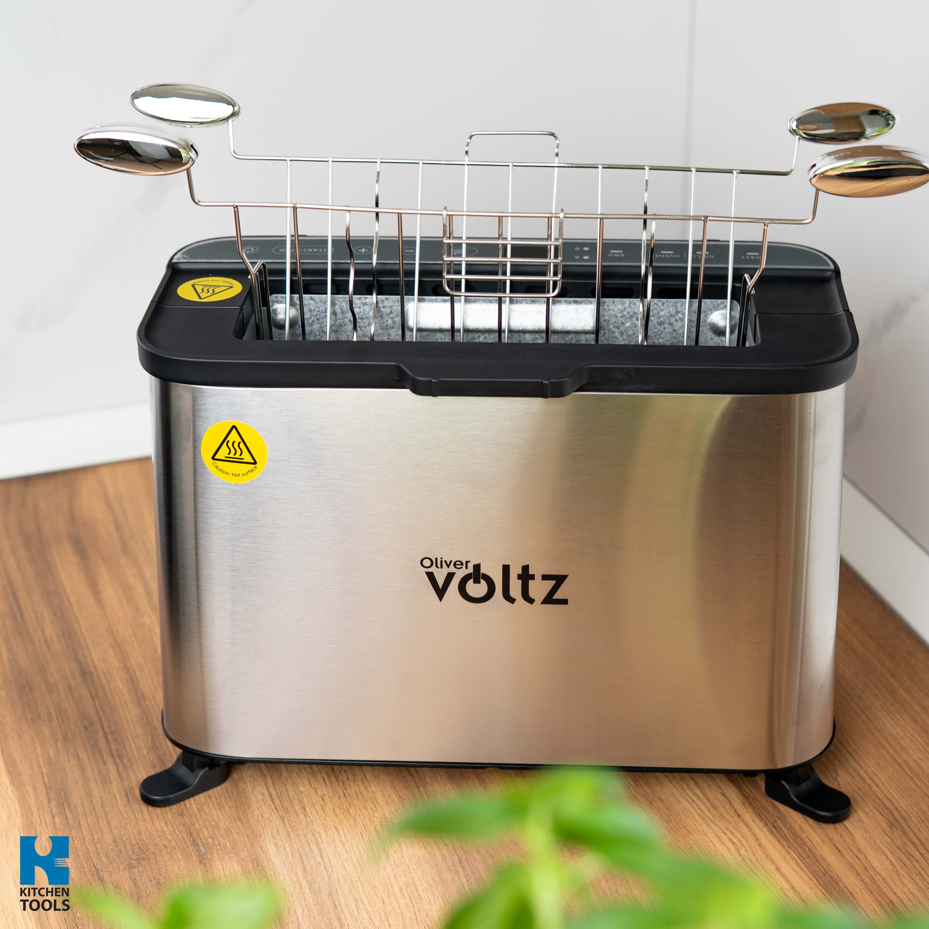 Grill electric 4 in 1 multifunctional, Toast/Grill/Cuptor/BBQ, 1700W, antiaderent, inox, Oliver Voltz