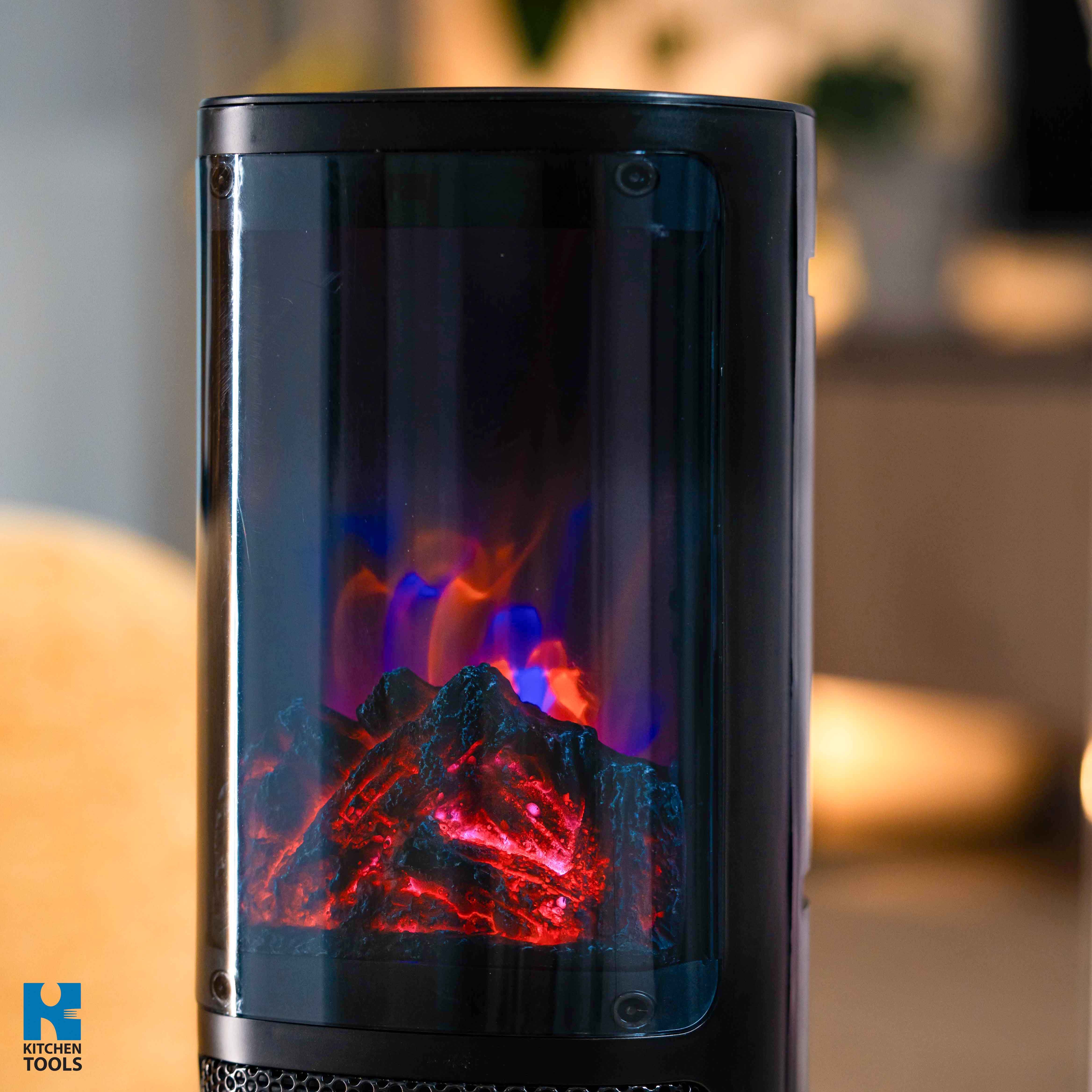 Semineu electric cu ventilator, 2000W, 2 trepte de putere, rotire 180 grade, LED display, control Telecomanda, Rosberg, negru