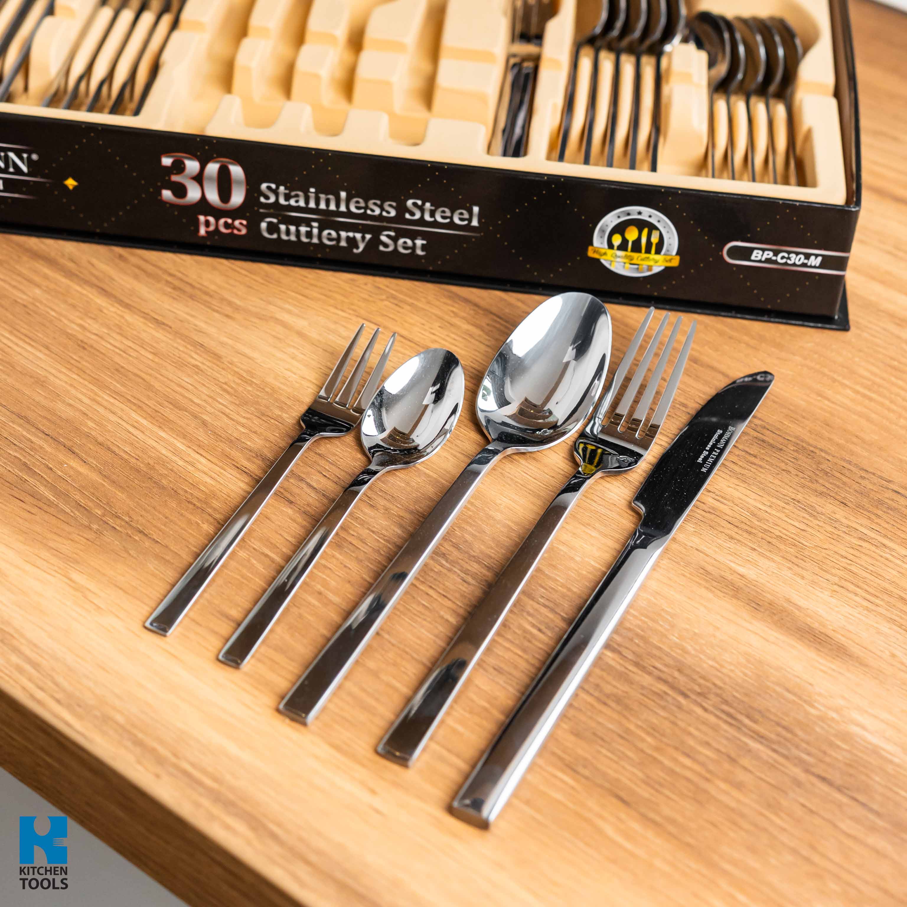 Set tacamuri 30 piese, otel inoxidabil, Premium, ideal 6 persoane, Bohmann