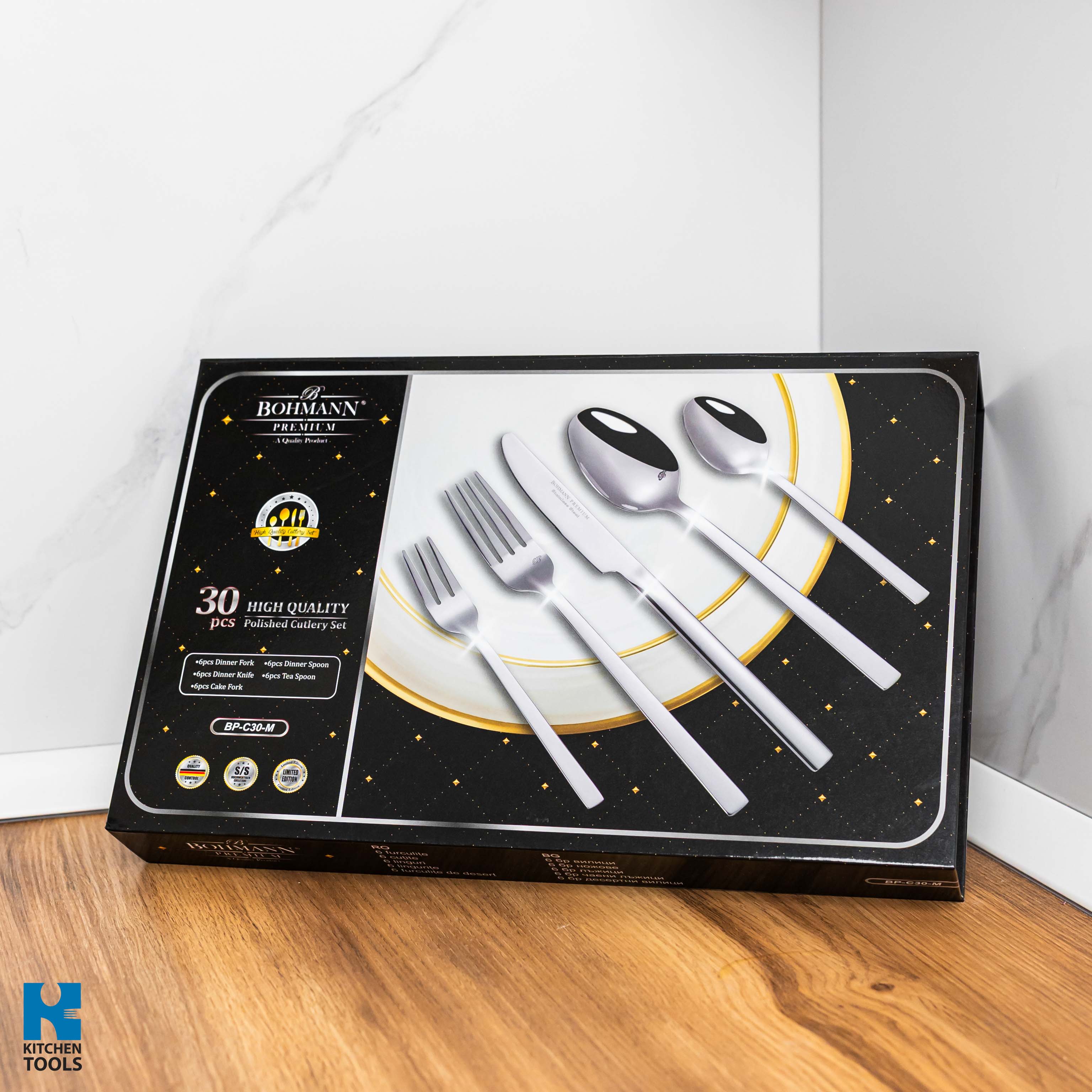 Set tacamuri 30 piese, otel inoxidabil, Premium, ideal 6 persoane, Bohmann