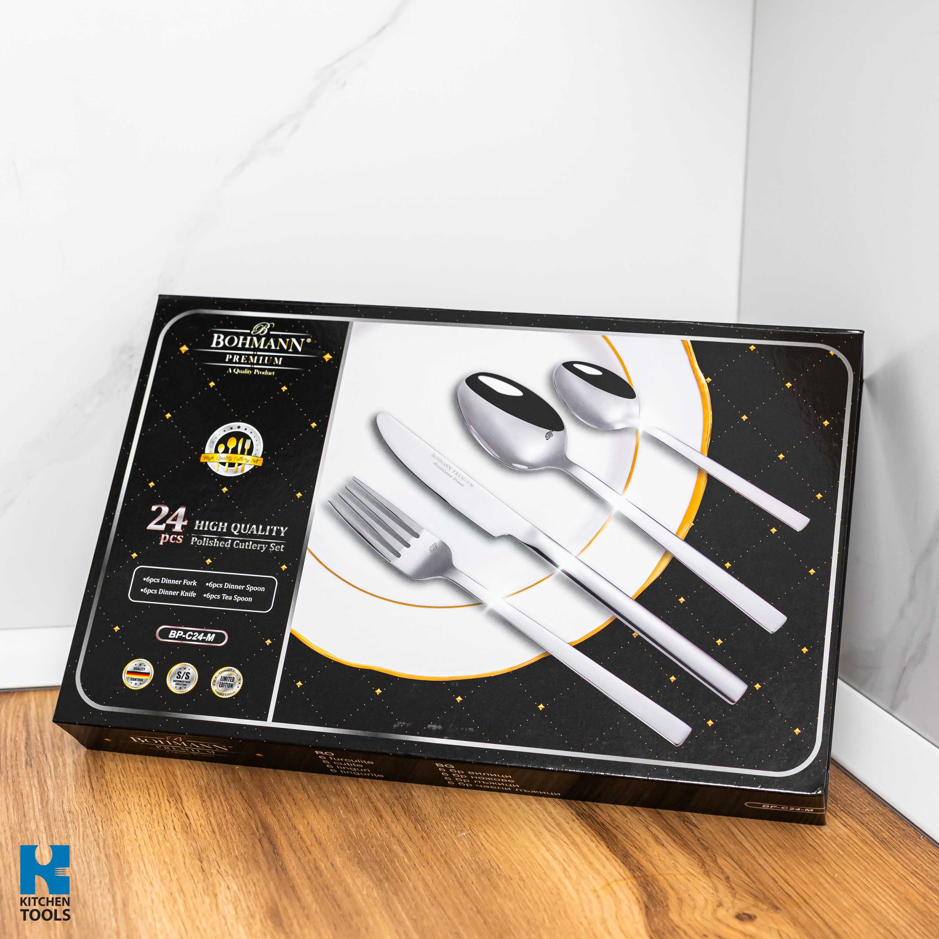 Set tacamuri 24 piese, otel inoxidabil, Premium, ideal 6 persoane, Bohmann