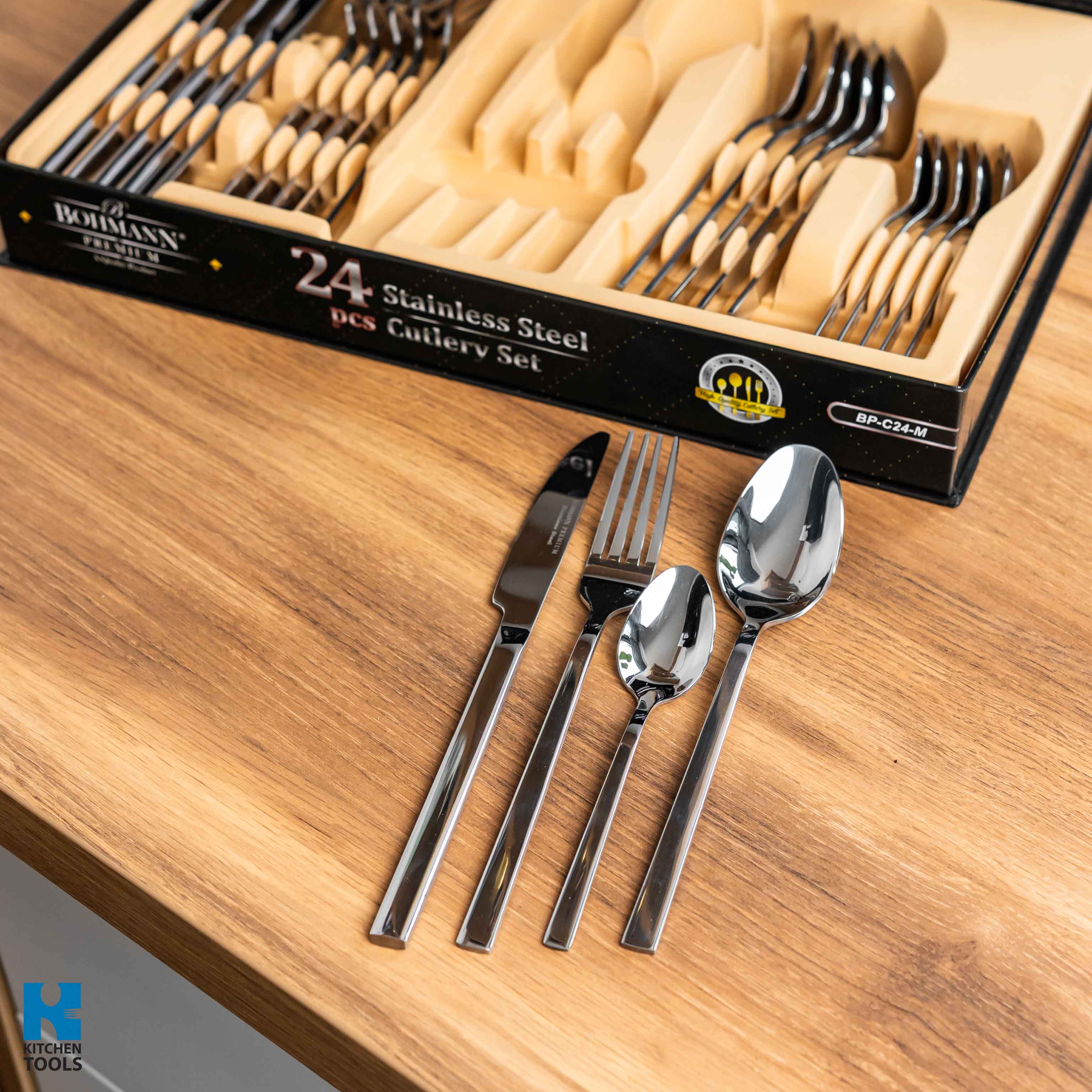 Set tacamuri 24 piese, otel inoxidabil, Premium, ideal 6 persoane, Bohmann