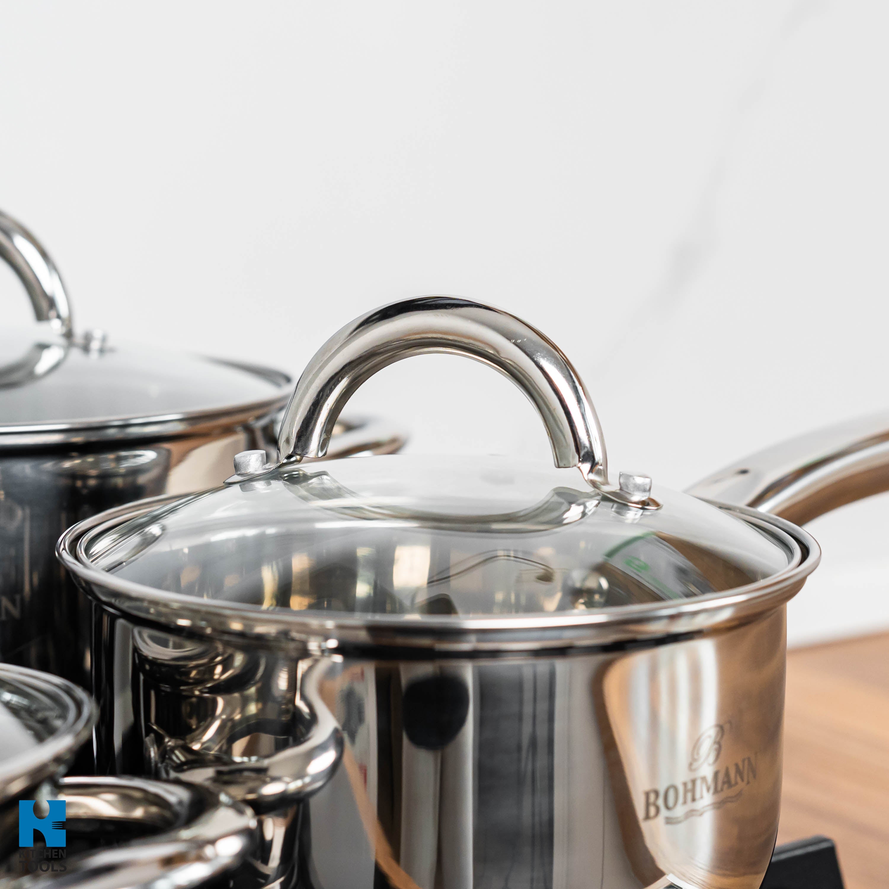 Set cratite 8 piese, inox, compatibile inductie, 1.1L/2.6L/3.6L/1.9L, Bohmann