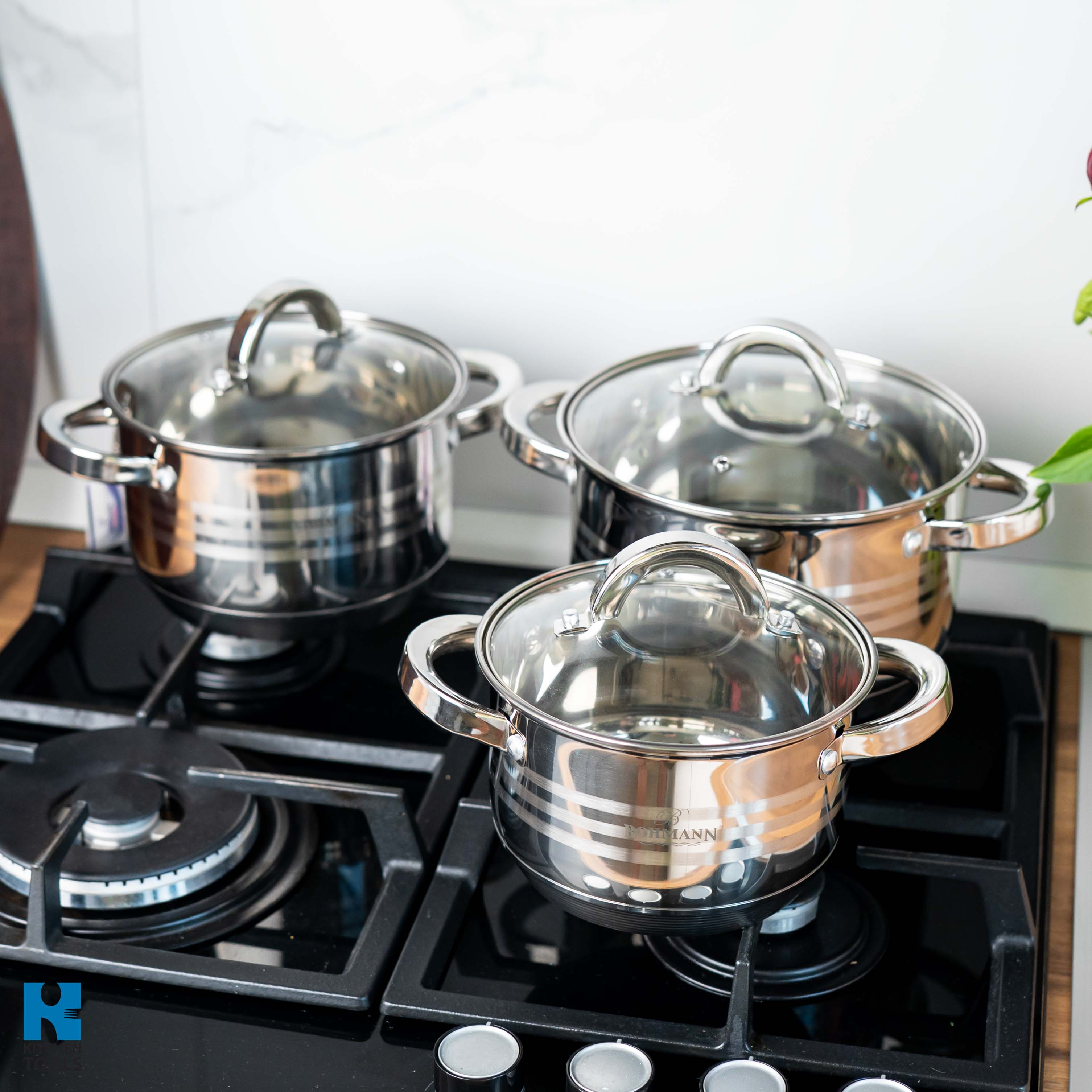 Set 6 piese cratite din inox, compatibile inductie, Origine Austria, Bohmann, 5 straturi, Premium