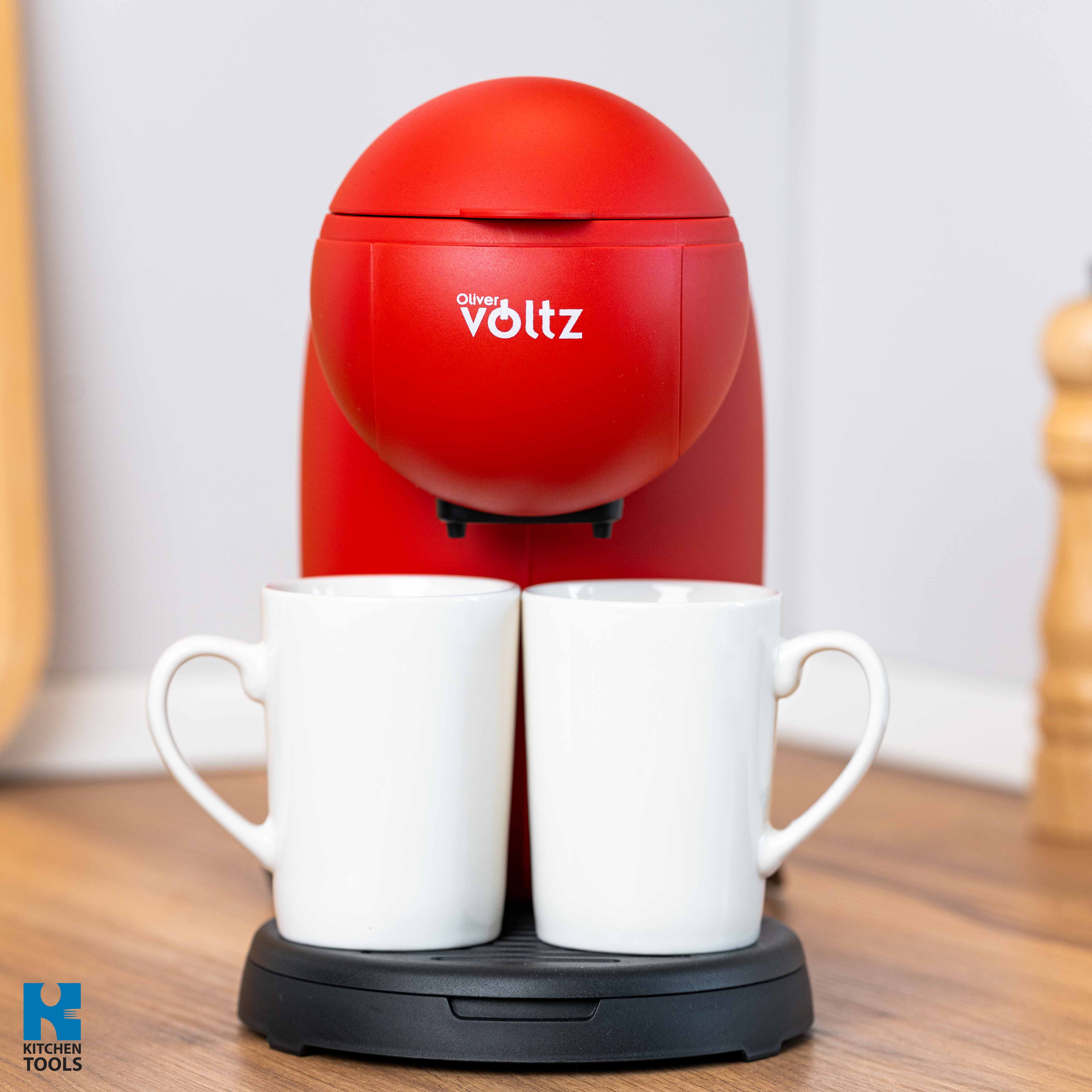 Cafetiera electrica, 2 cesti ceramice incluse, 450W, 300ml, Oliver Voltz, rosie