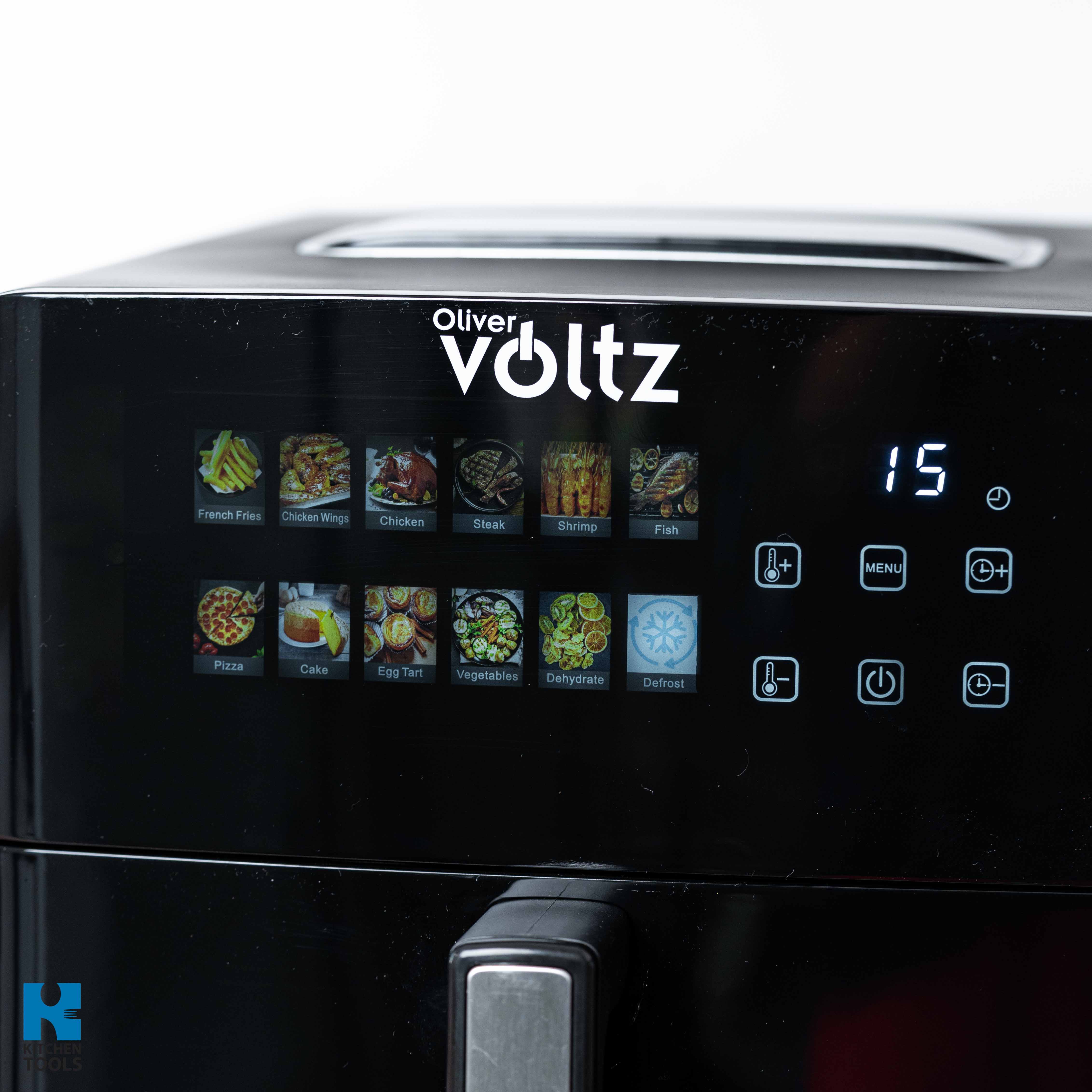 Air Fryer/ Friteuza cu aer cald, 8 litri, 1800W, 12 programe, display LED color, fereastra transparenta, timer, Oliver Voltz