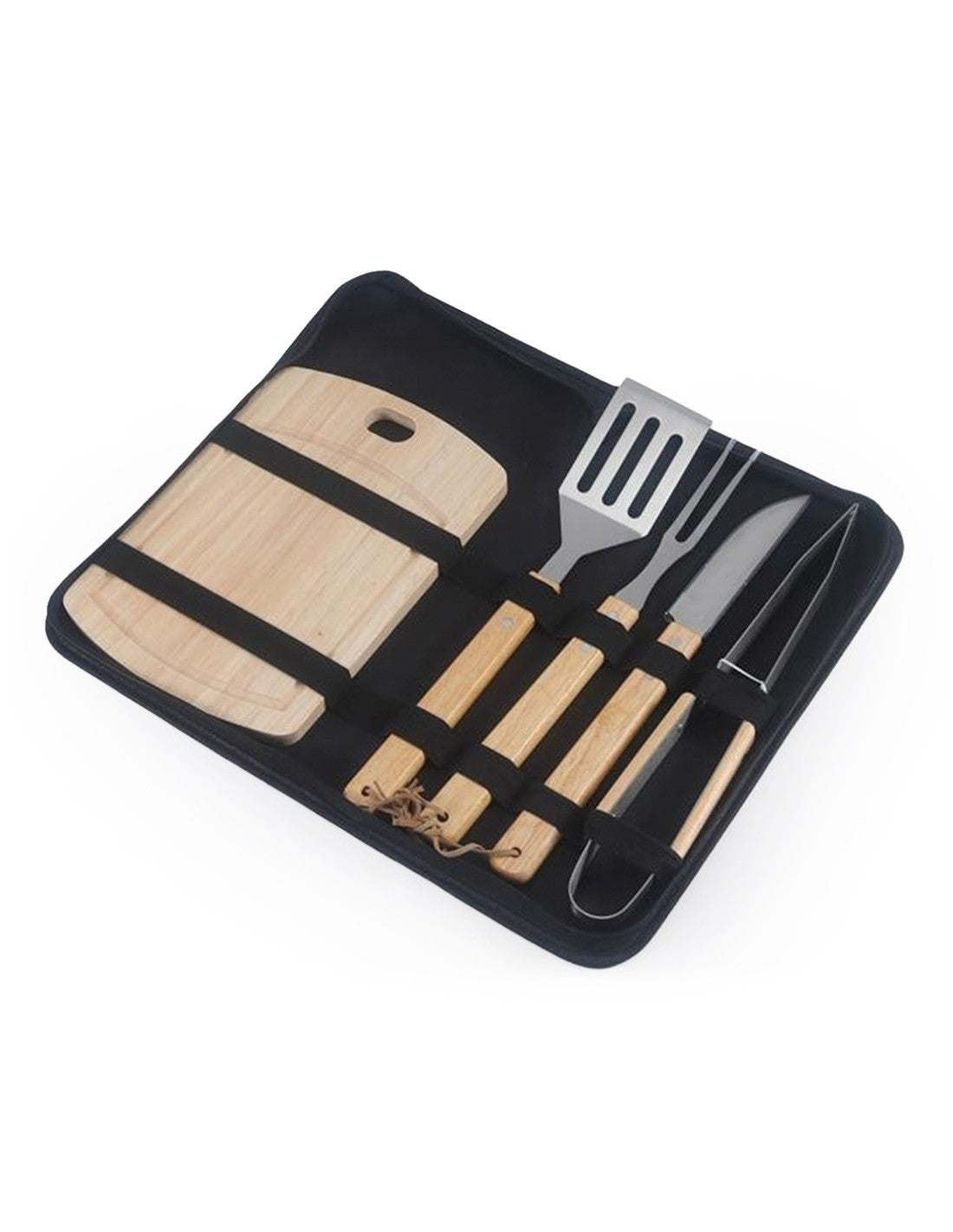 Set ustensile pentru gratar, 6 piese, inox, tocator plastic, 38.5x21x4.5cm, Oliver Voltz