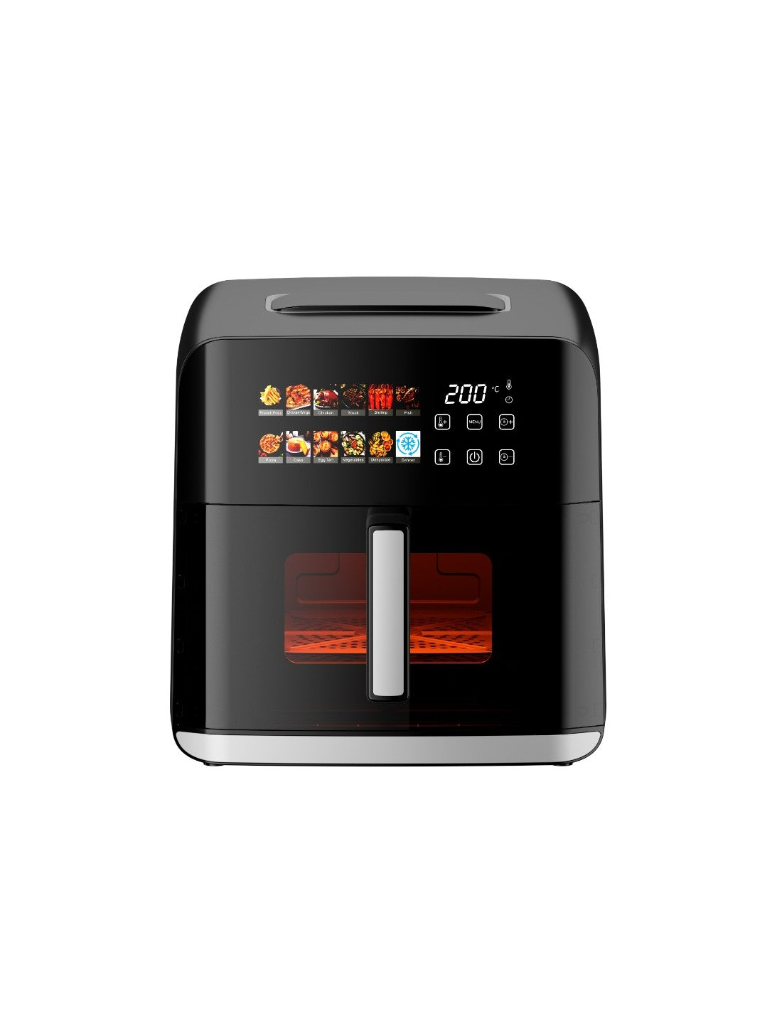 Air Fryer/ Friteuza cu aer cald, 8 litri, 1800W, 12 programe, display LED color, fereastra transparenta, timer, Oliver Voltz