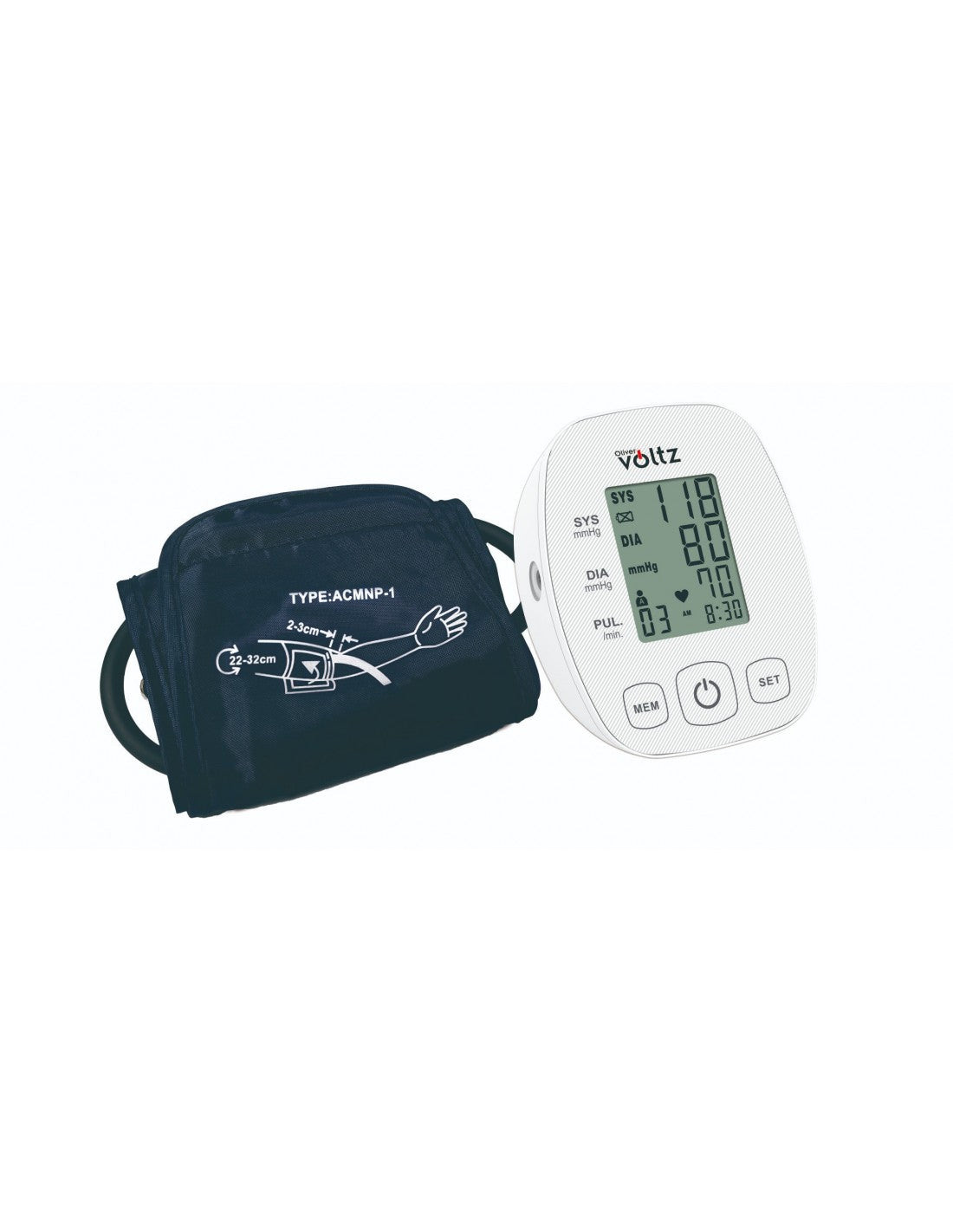 Tensiometru digital de brat, ecran LCD, memorie 2 utilizatori, alimentare USB/baterii, Oliver Voltz